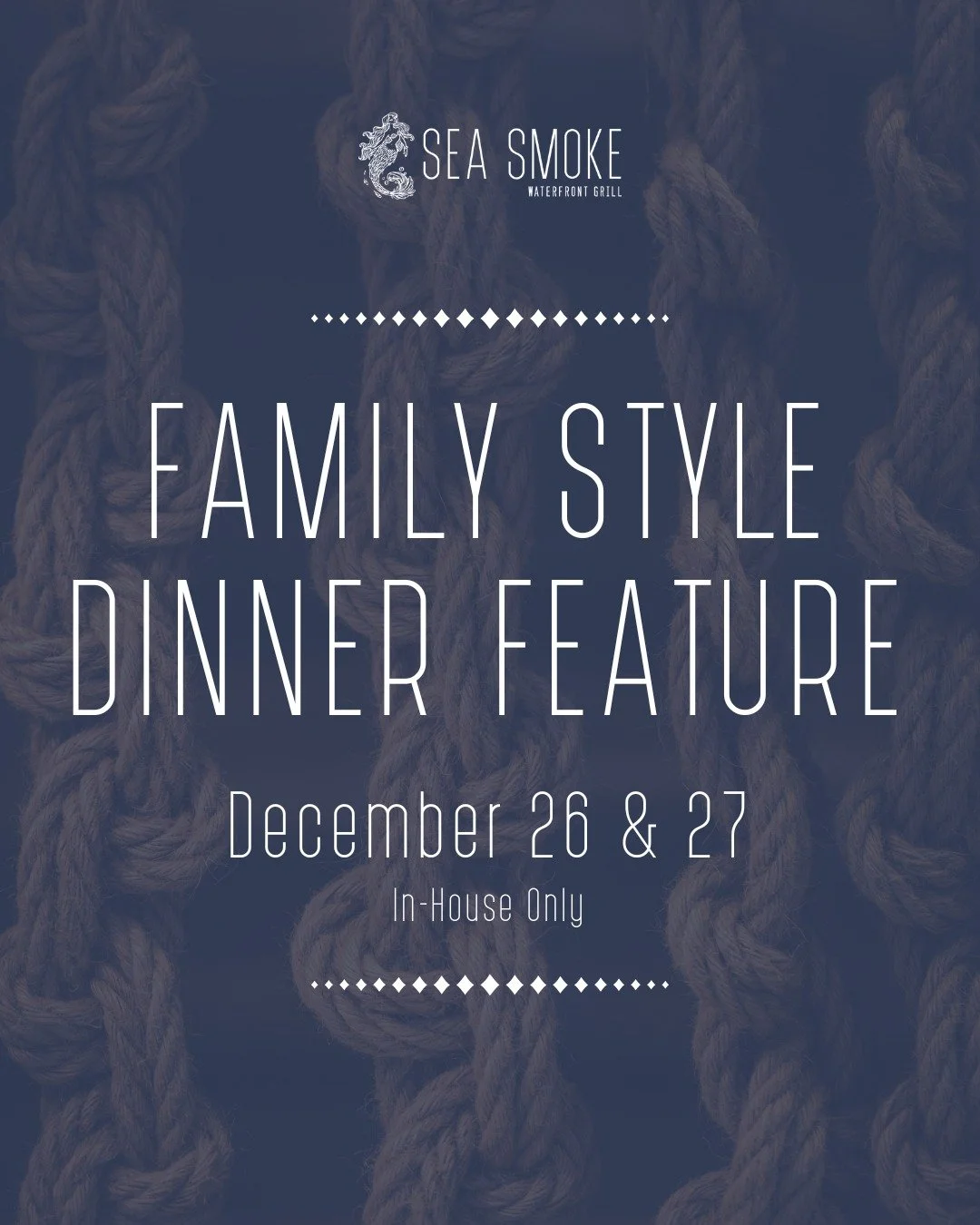 The holiday feast after the holiday 🎉

Join us December 26 &amp; 27 for a family-style dinner made for gathering - perfect for visiting friends and family or an effortless night out. Because the celebrations shouldn&rsquo;t end on the 25th. Reserve 