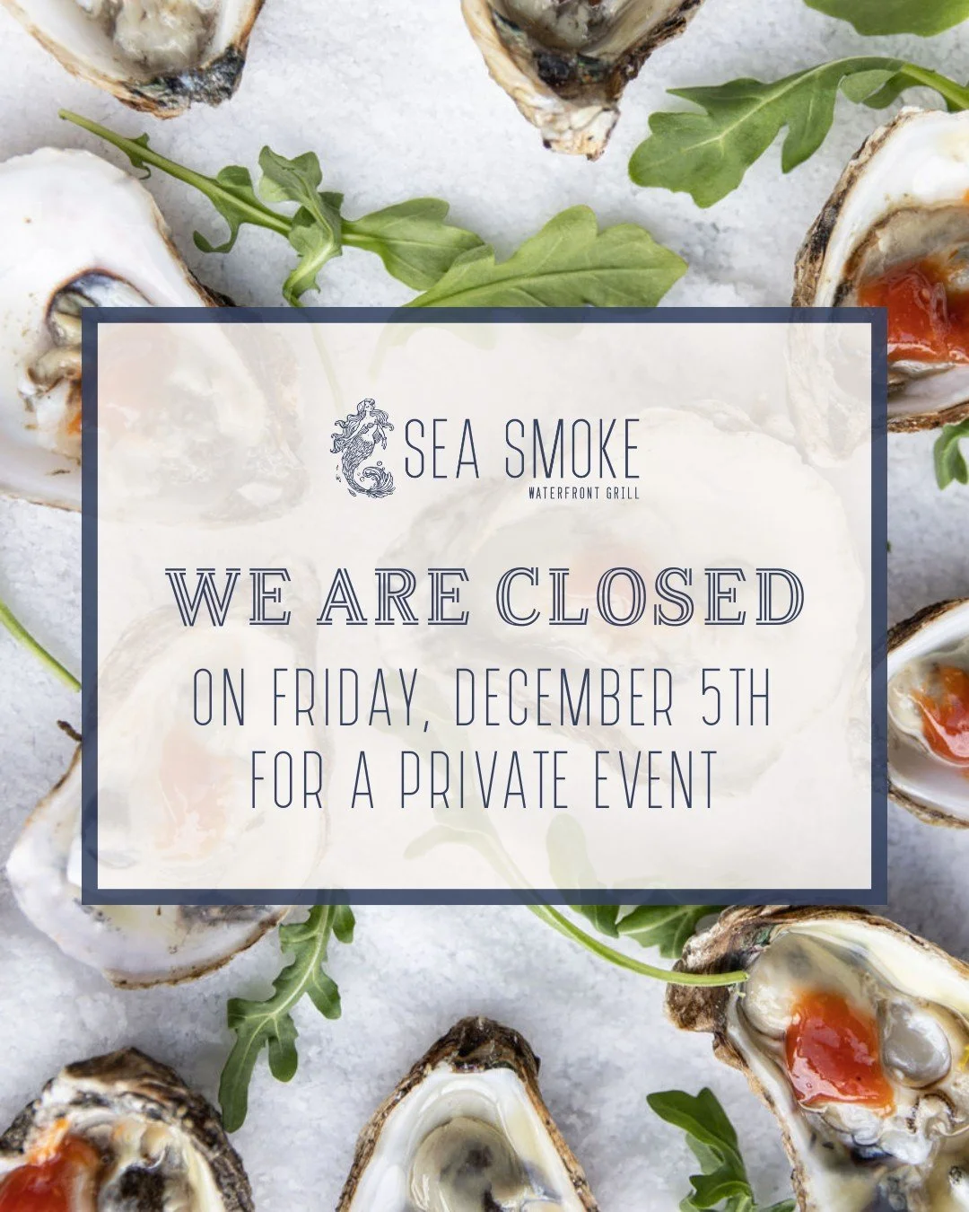 We&rsquo;ll be closed for dinner and happy hour this Friday, December 5th for a private event. Sea you Saturday! 🍸