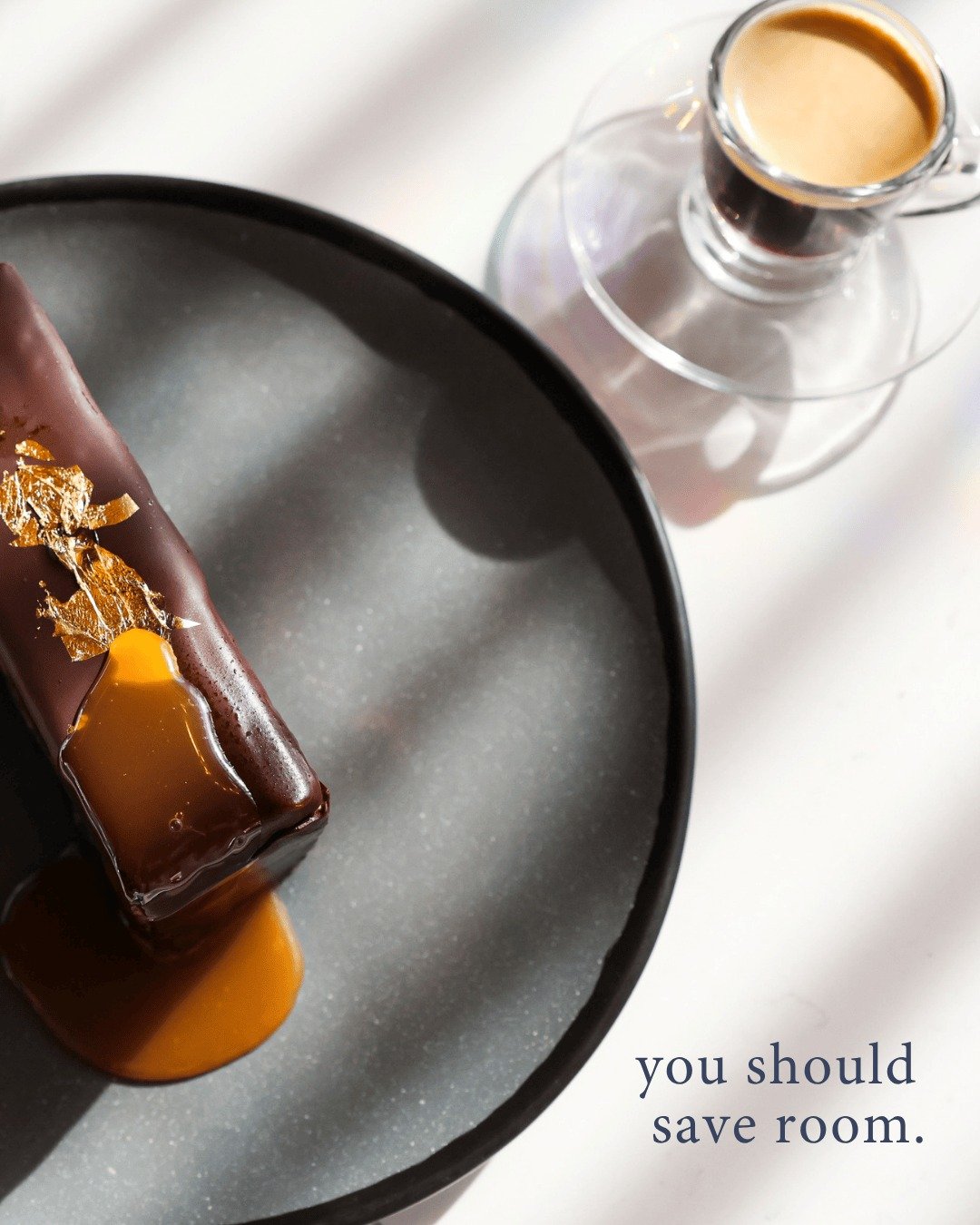 Trust us, this is worth the extra bite.

Candy Bar | marble sponge cake, dark chocolate mousse, vanilla white chocolate mousse, ganache, caramel, chocolate shell, gold leaf