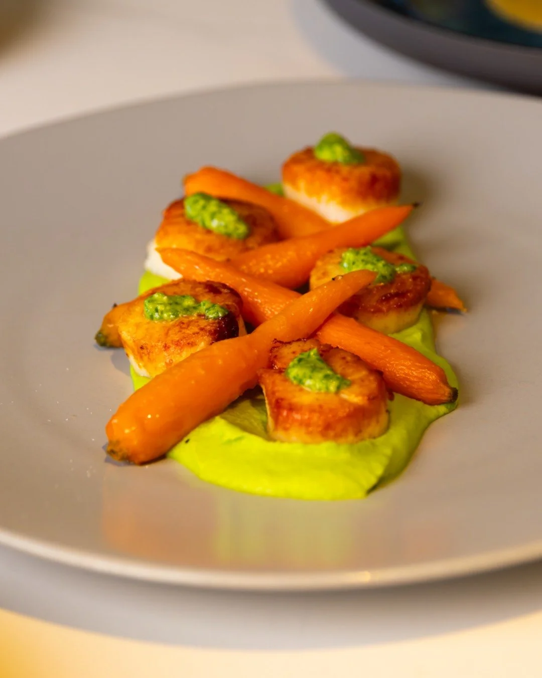 Golden crust, buttery center...exactly how scallops should be.