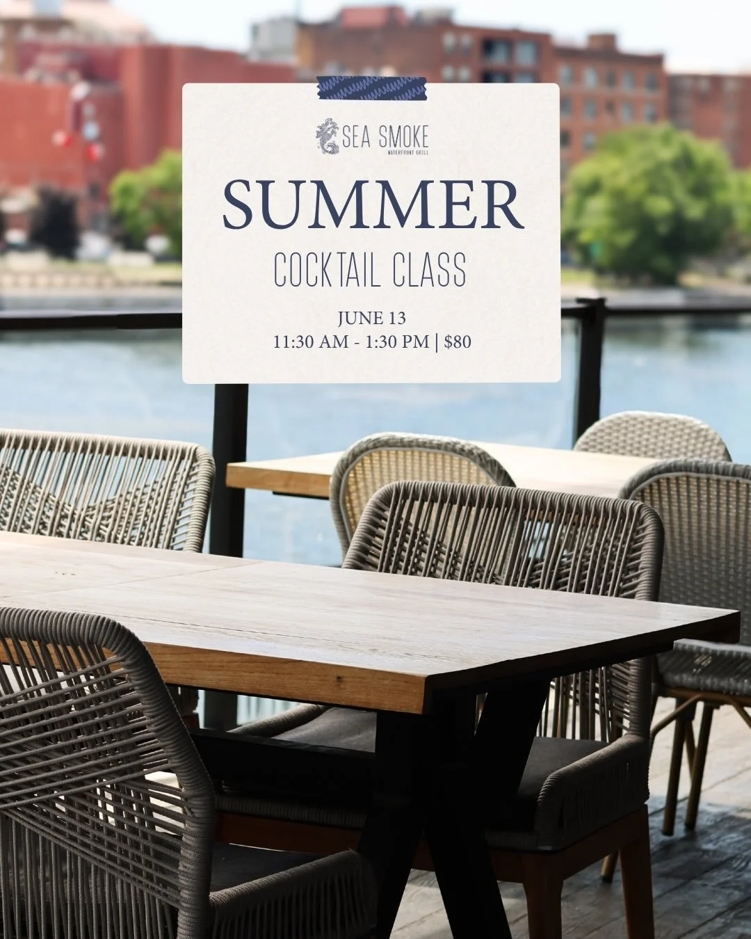 Summer starts here ☀️🍸

Join us on Saturday, June 13, from 11:30 AM - 1:30 PM for our Summer Cocktail Class with Sea Smoke&rsquo;s own Joe Heaney - an afternoon of seasonal cocktails, brunch bites, mixology techniques, and waterfront vibes on the Hu