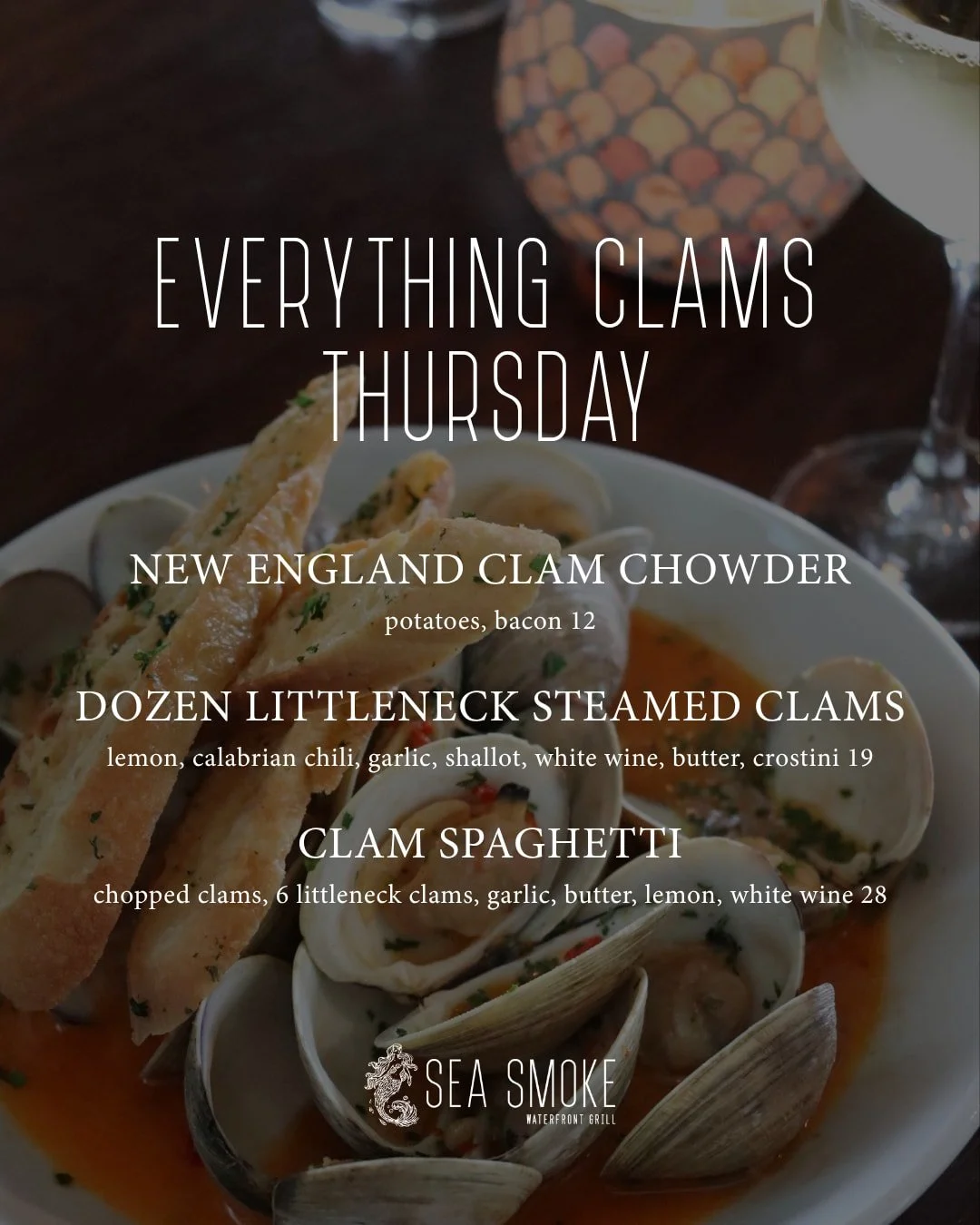 If your night doesn&rsquo;t involve clams, you might be doing it wrong 🐚

What are you choosing? New England Clam Chowder, Steamed Littlenecks, or our Clam Spaghetti loaded with garlic, butter, lemon + white wine.
