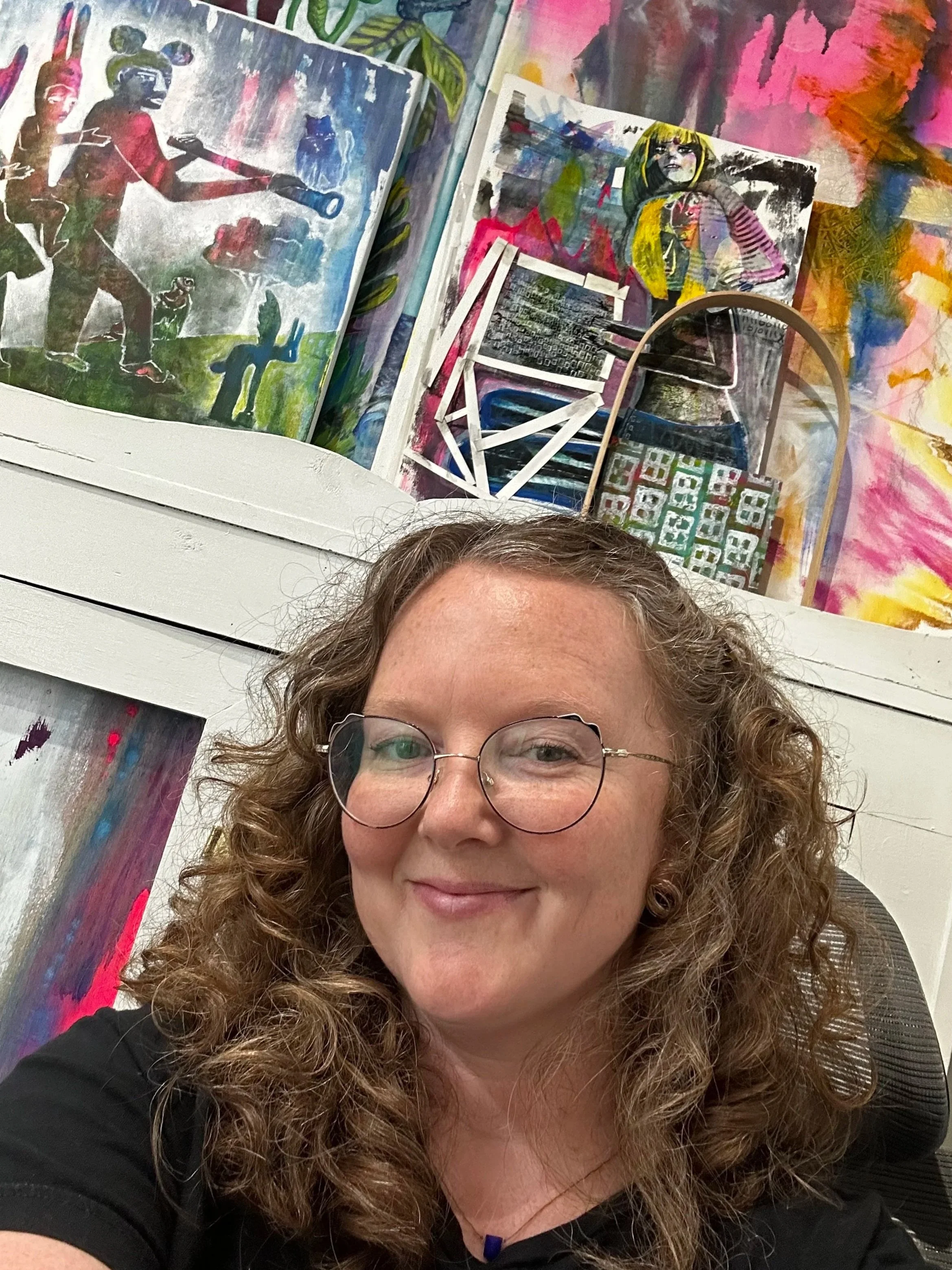 Nicolette Leigh Yates in her art studio at RAD Rendezvous in Asheville's RIver Arts District.