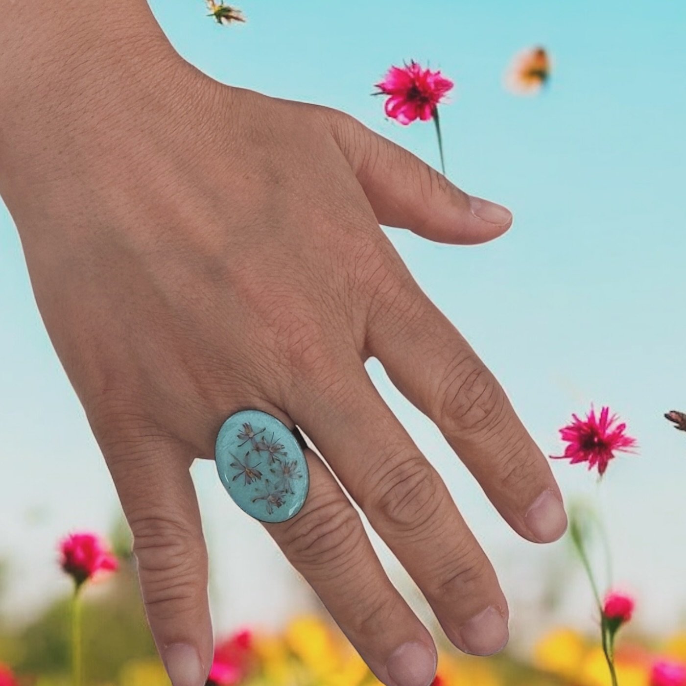 I&rsquo;ve been painting with acrylics, then placing tiny, beautiful flowers onto the paint and sealing them with uv resin. 

I love the way things have been coming along. 

All of the new products I made recently sold out and I&rsquo;m forever grate