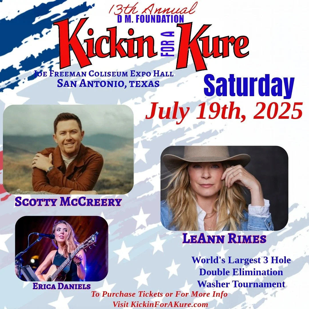 Super excited to be invited back to open at Kickin&rsquo; 4 a Kure this year! 
With the one and only @leannrimes &amp; @scottymccreery ! 

This is an amazing event for an even better cause. 
Hope to see yall there 🫶🏼 

#sanantonio #cancerawareness 