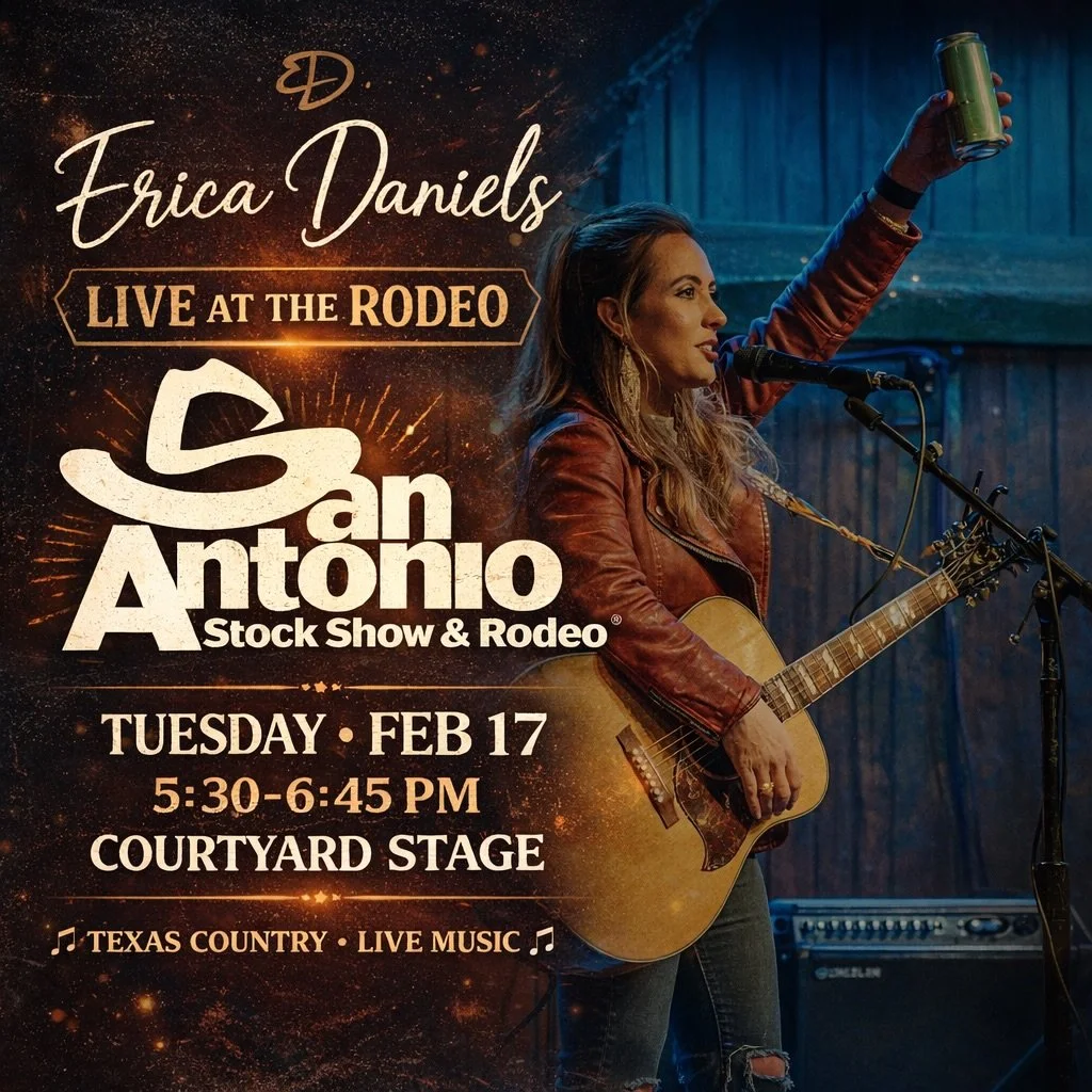 Let&rsquo;s Rodeo San Antonio ! 
Excited to play on the Courtyard stage in less than 2 weeks 🫶🏼
Don&rsquo;t be shy now, come say hello! 
And of course&hellip; 
CHEERS! ⭐️