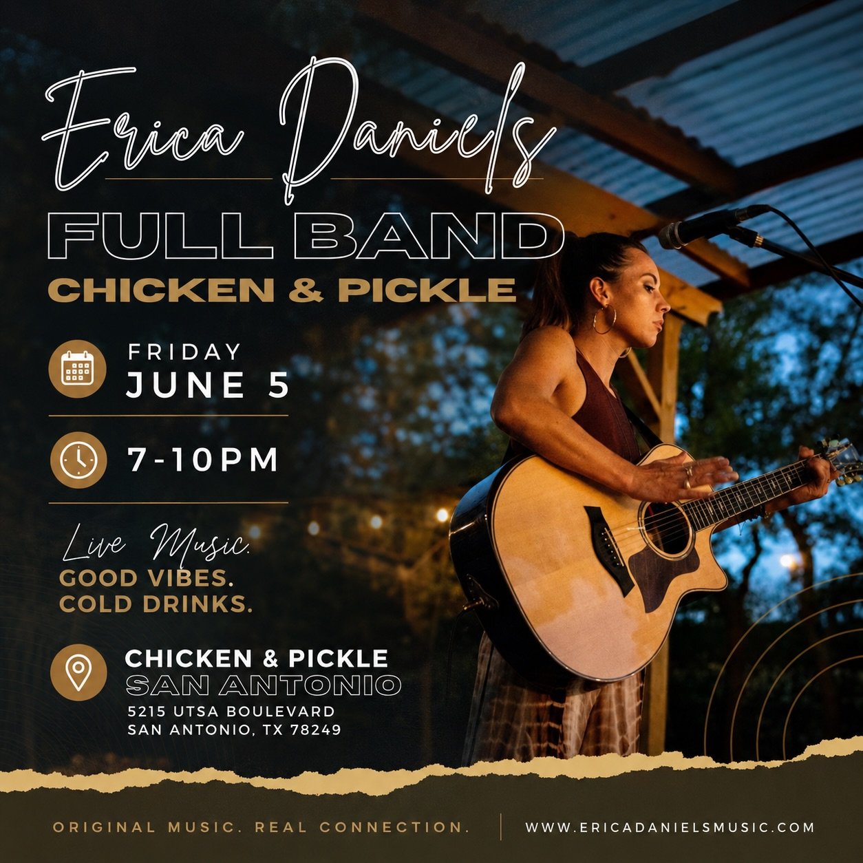 Playing THIS Friday with the band @chickennpicklesat ! 
Don&rsquo;t worry, I&rsquo;m sure they&rsquo;ll have some screens with Los Spurs on it! 
Best of both worlds!! 

See yall SOON!