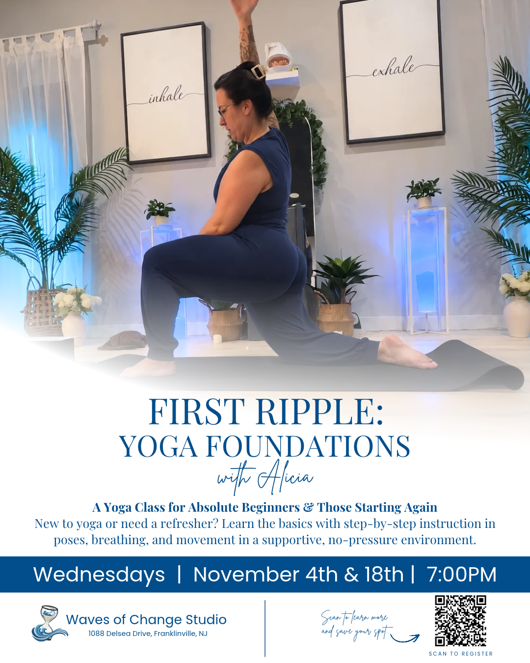 Flyer for a yoga foundation yoga class in south jersey