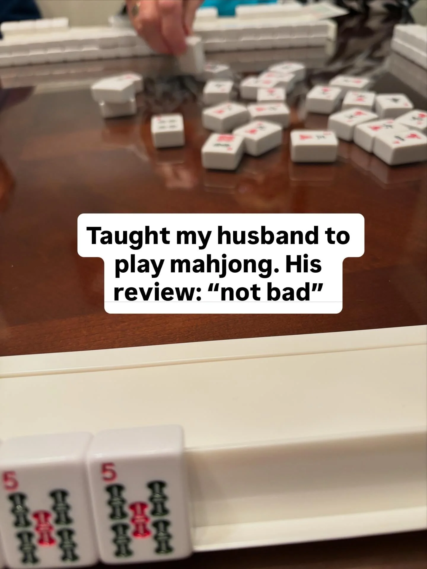 😂 We&rsquo;ll take it! PSA that anyone can learn to play! When it comes down to it, canasta and mahjong are fun, strategic games that aren&rsquo;t just your grandma&rsquo;s game anymore. 

#mahjong #menwhomahj #mahj #learnmahjong #canasta #learncana
