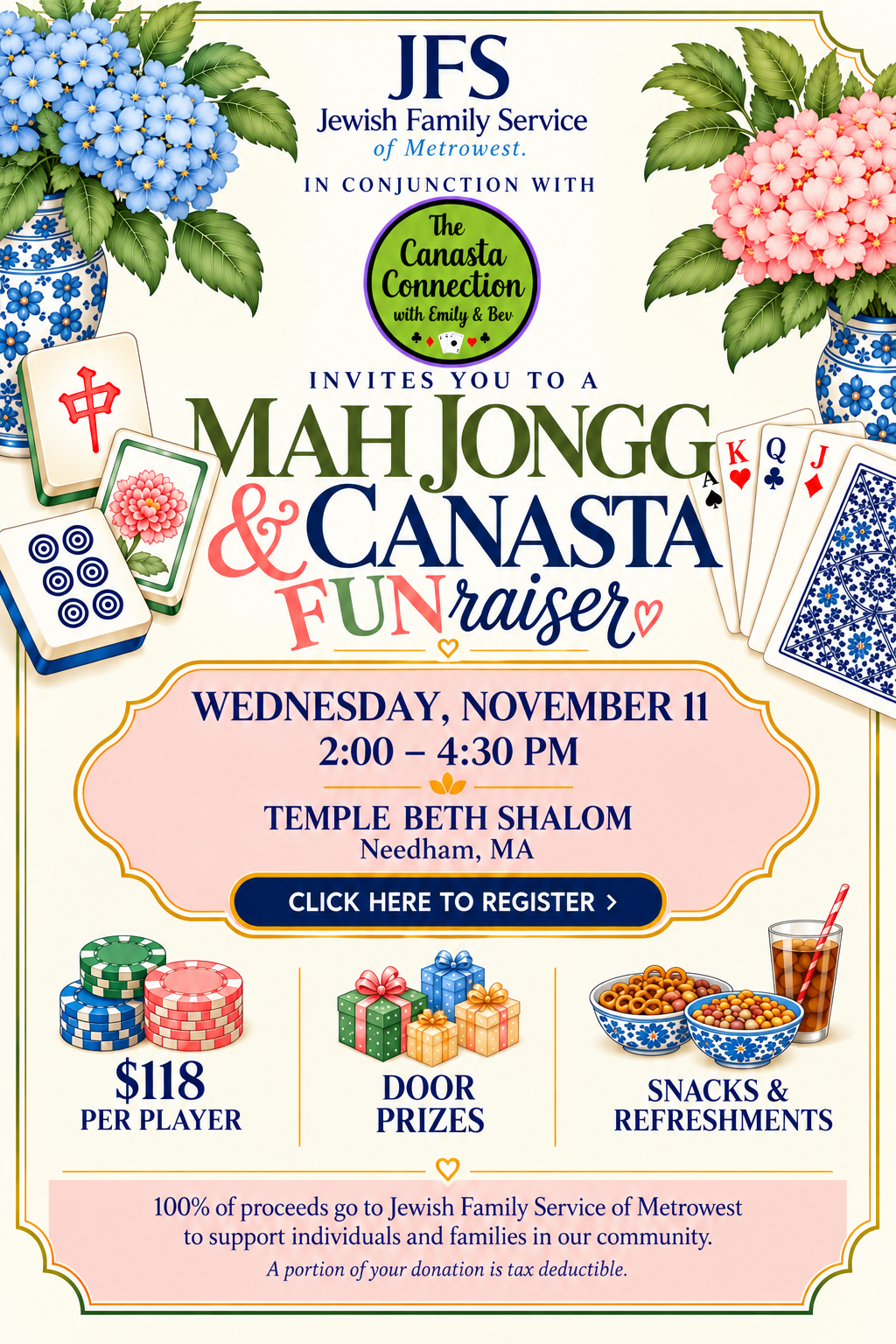 Jewish Family Service of Metrowest Mahjong and Canasta FUNraiser