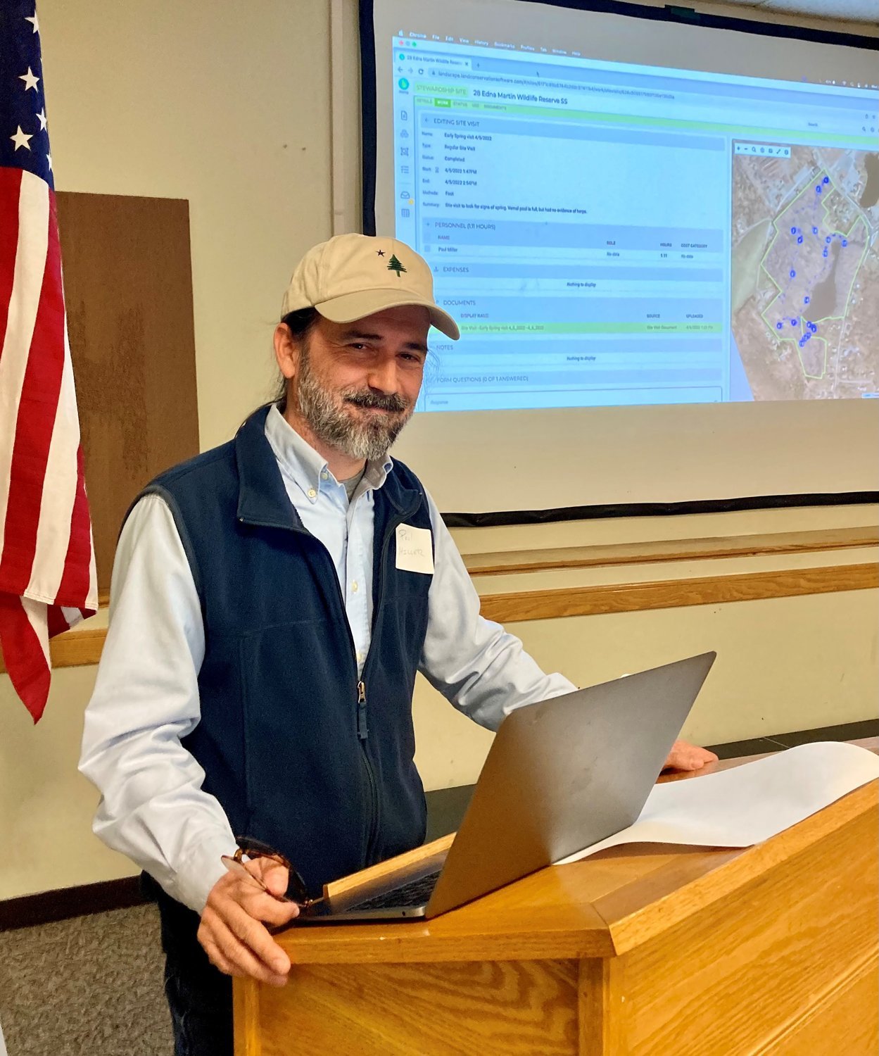  Paul Miller, Stewardship coordinator, describes the Landscape software used by SLCT as a new resource management tool. 
