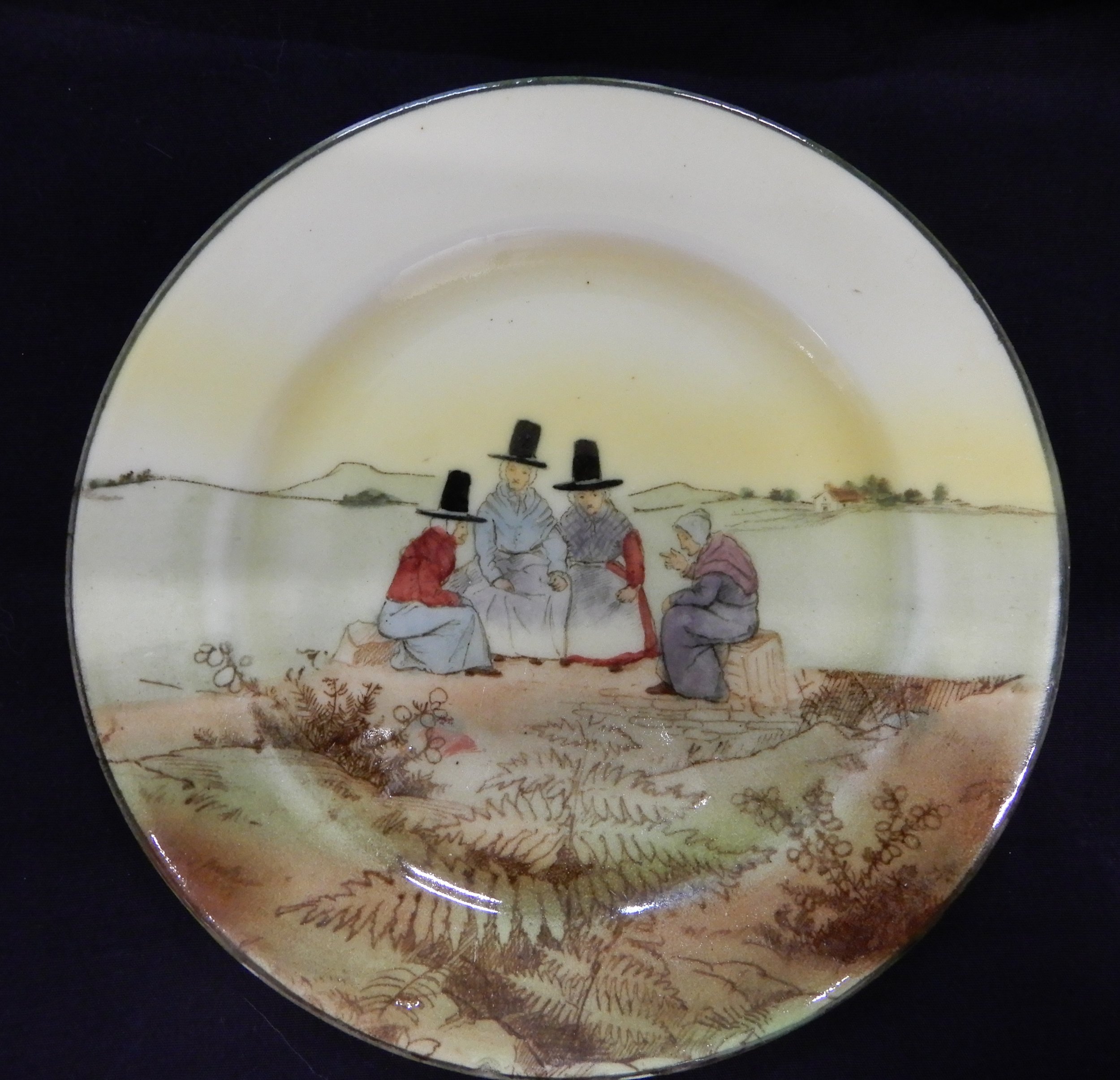 214. Mini plate Welsh Ladies. Int 1906. Designer Noke. Rare pattern. 13cms dia. $100 each..JPG