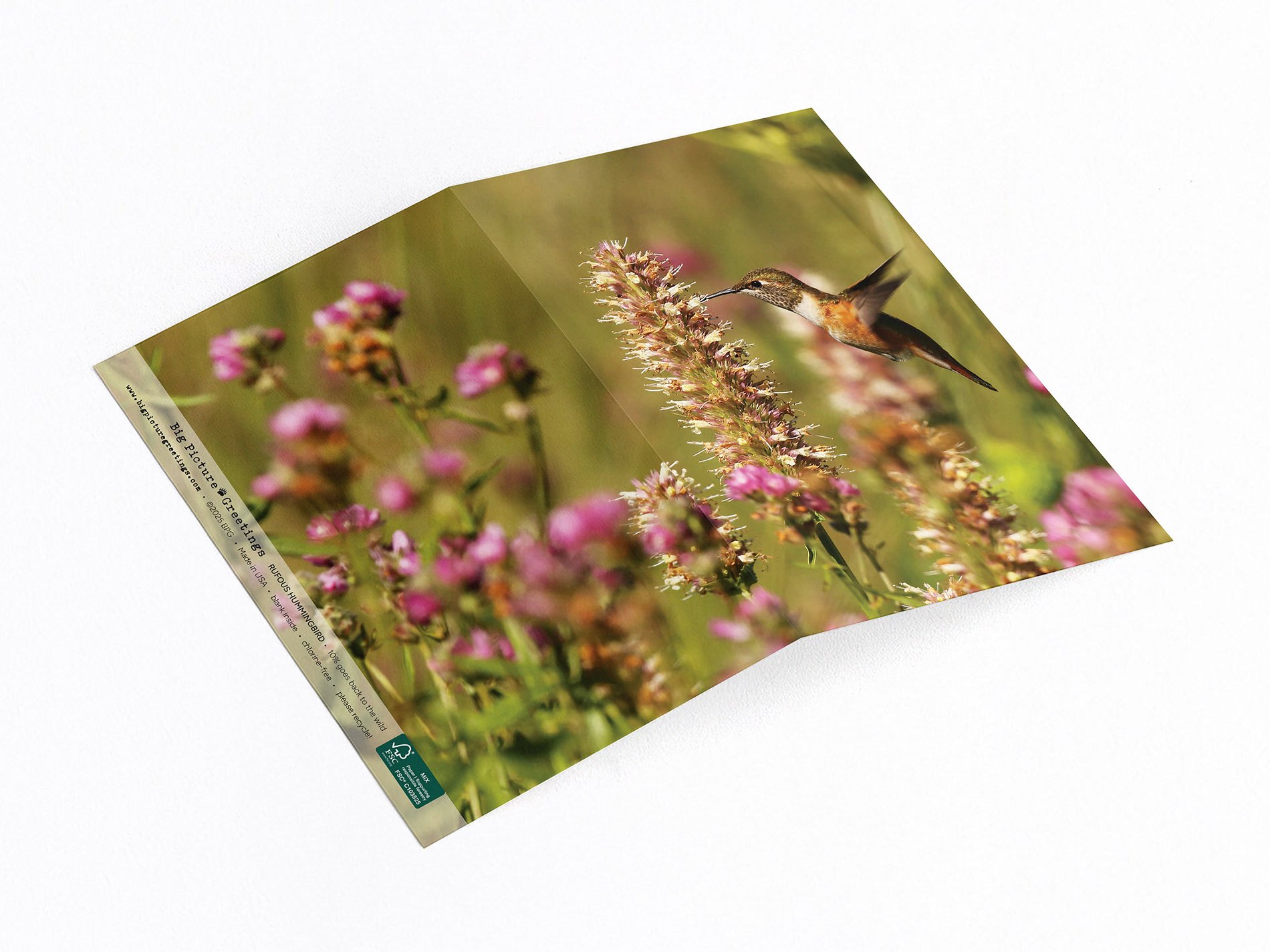 Hummingbird wrap-around card