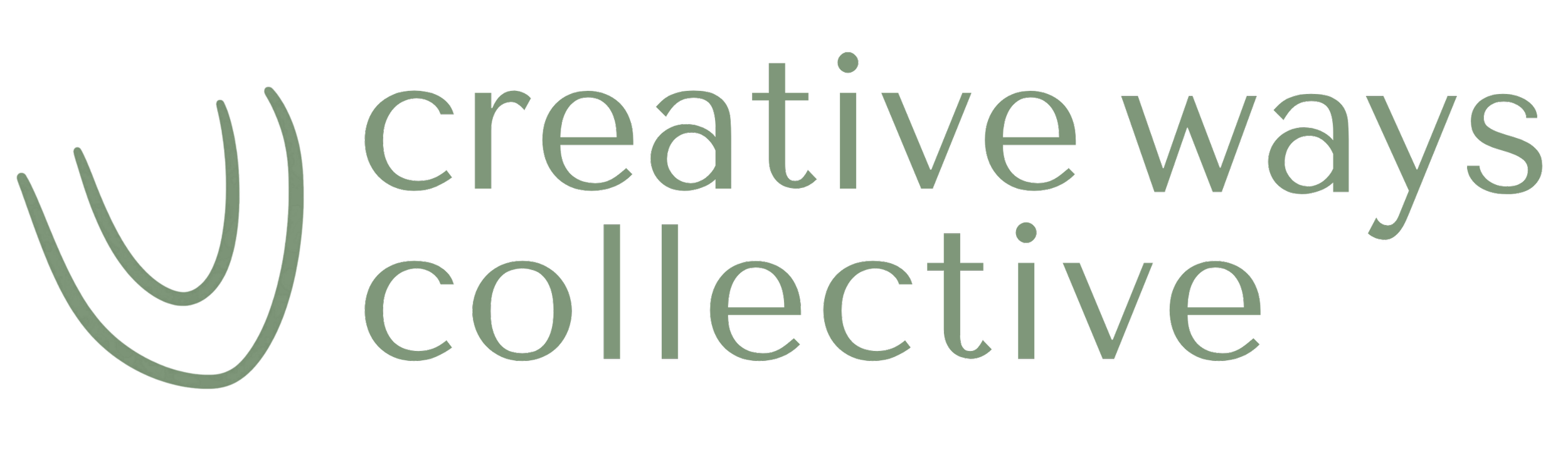 Logo with a stylized leaf and the text 'creative ways collective' in green.