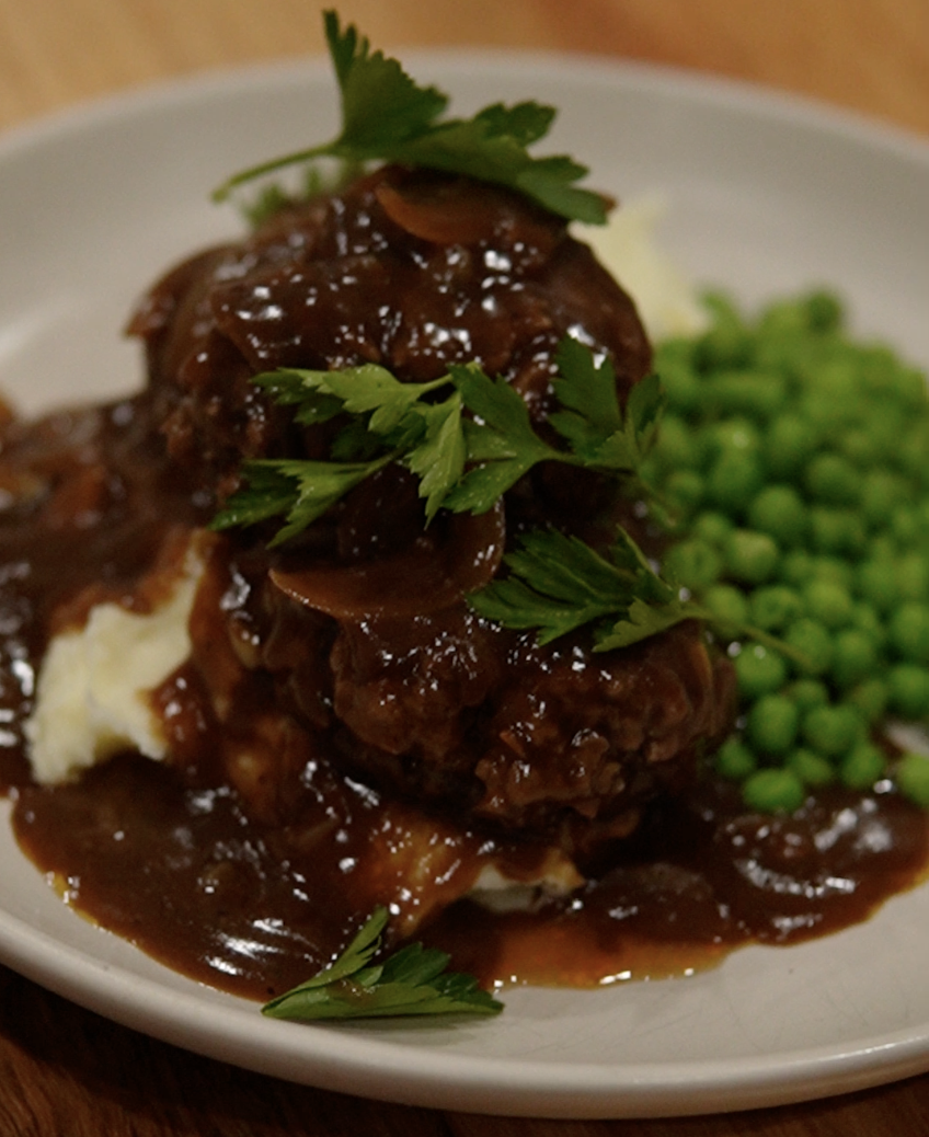 Pub-Style Rissoles with Onion Gravy &amp; Mash 