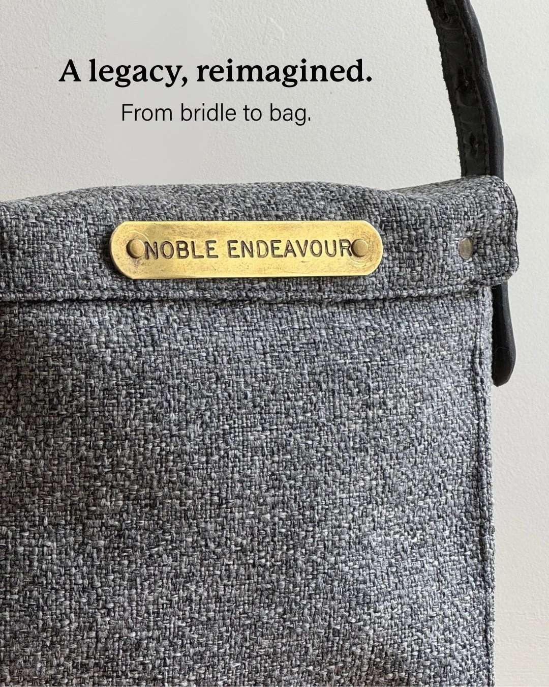 From bridle to bag.

From memory to legacy.

This Legacy Bag was created from a donated head collar, complete with the original name badge of a much-loved horse, Noble Endeavour 🐎

Every step of the process is intentional - gently restoring the leat