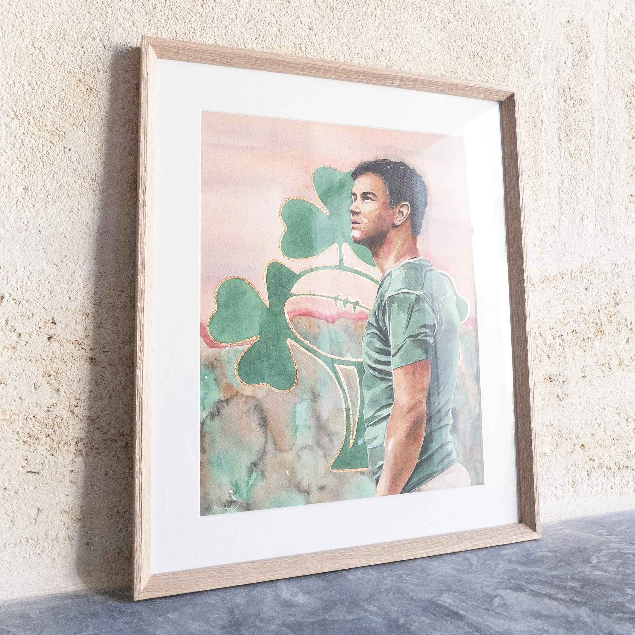 Portrait original de Johnny Sexton, aquarelle, collection Légendes du Rugby — Isabelle Brenig Art
