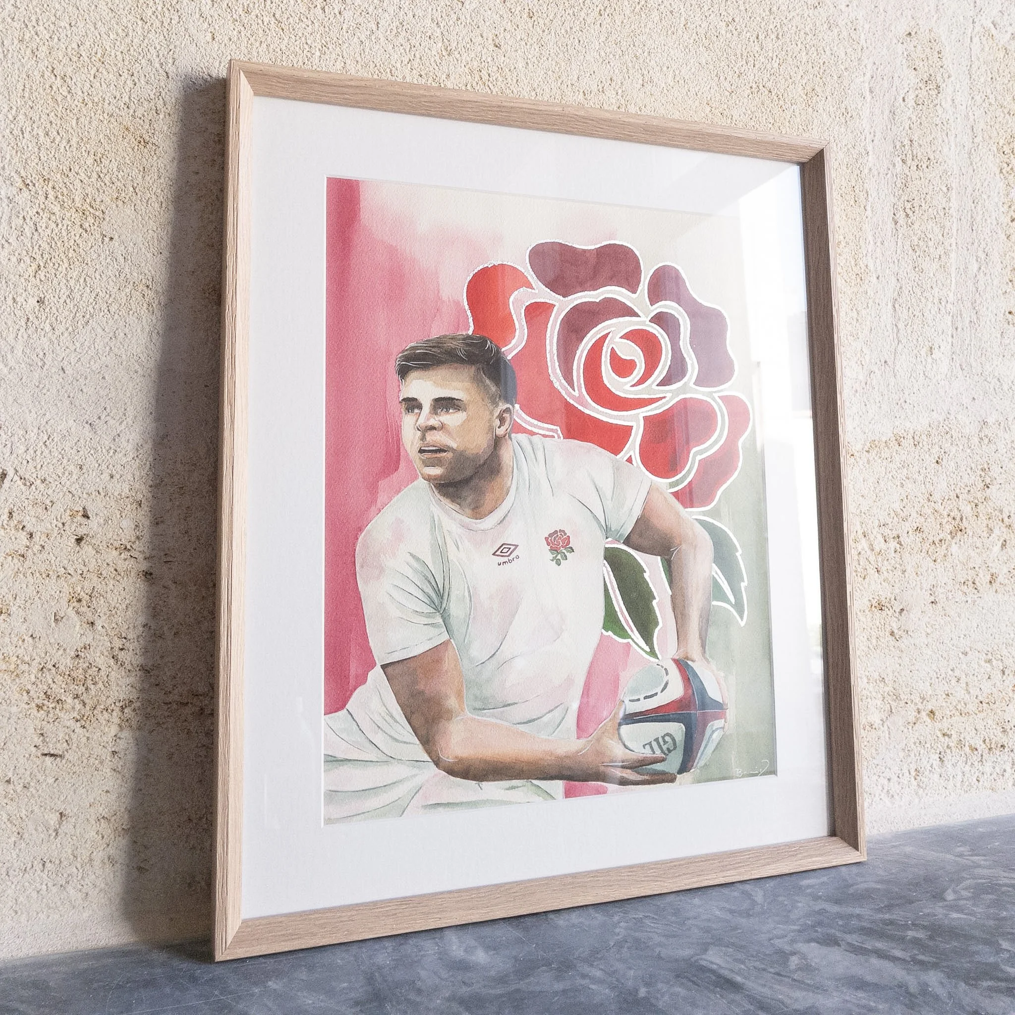 Portrait original de Ben Youngs, aquarelle, collection Légendes du Rugby — Isabelle Brenig Art