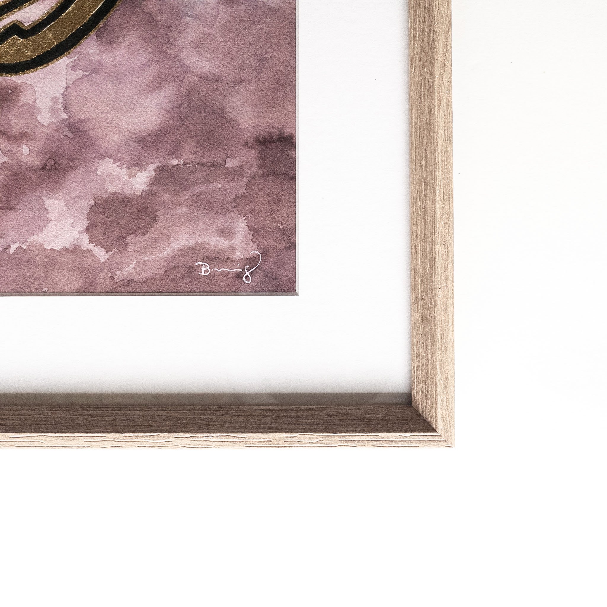 Cadre chêne naturel, passe-partout et signature — aquarelle originale de Siya Kolisi
