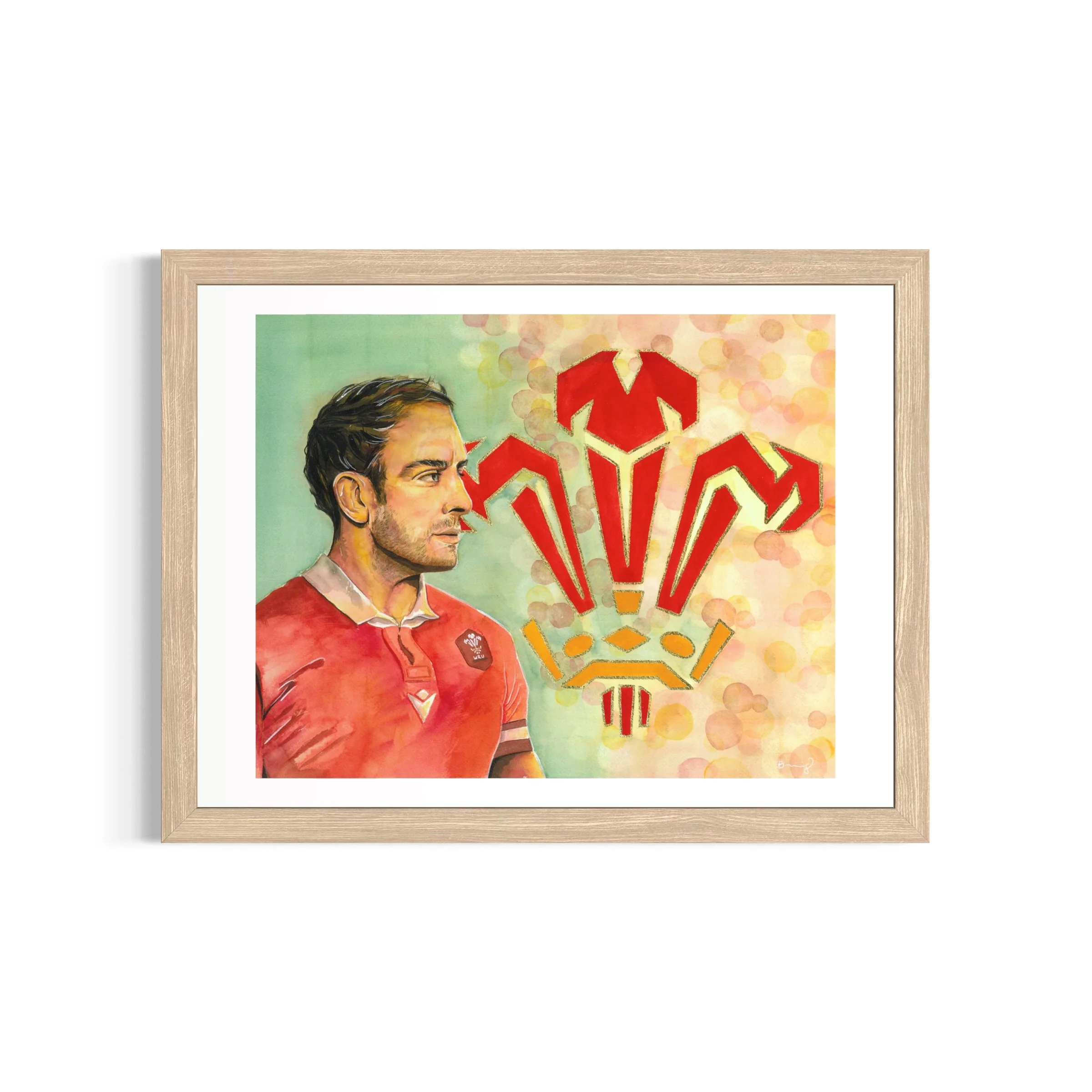Alun Wyn Jones, tirage d'art 30 x 40 cm rehaussé à la main d'après un portrait à l'aquarelle — collection Légendes du Rugby