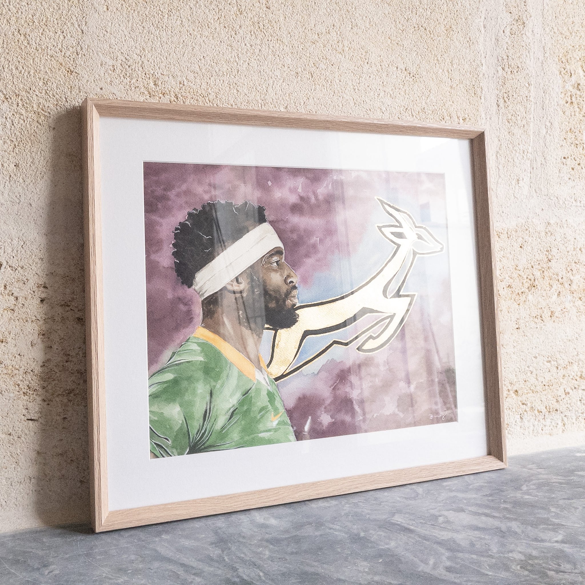 Portrait original de Siya Kolisi, aquarelle, collection Légendes du Rugby — Isabelle Brenig Art