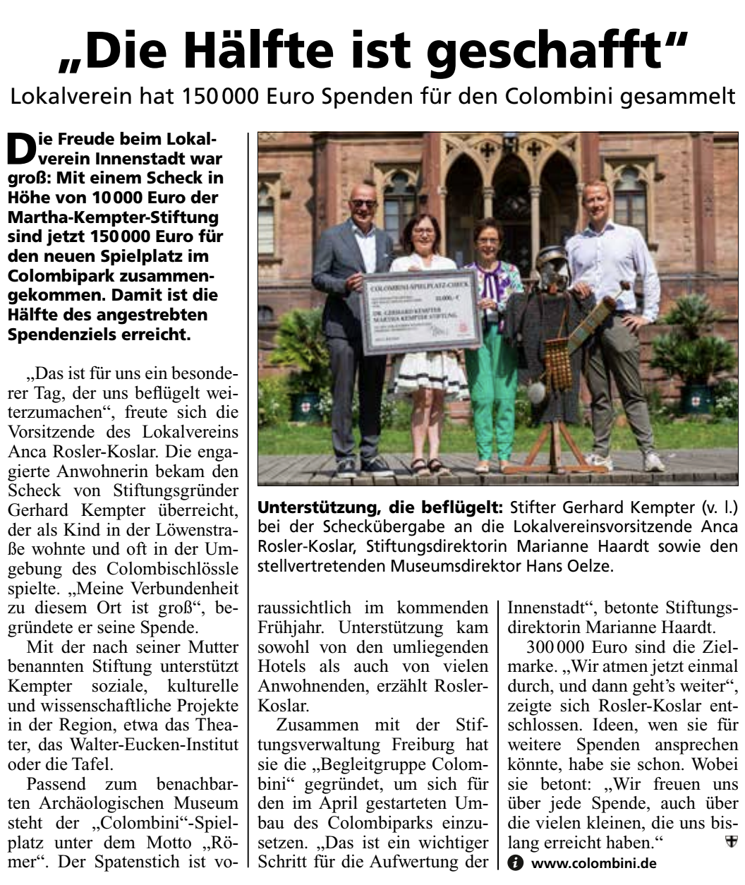 Bericht im Freiburger Amtsblatt