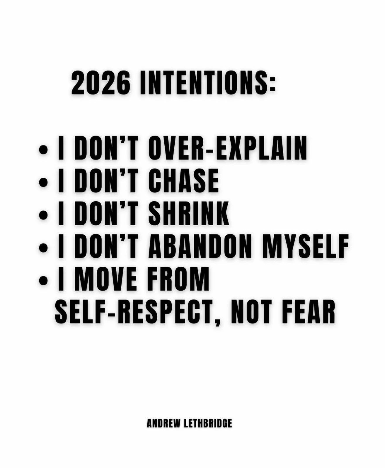 2026 feels different.

Not louder.
Not busier.
Just clearer.

This year I&rsquo;m done over-explaining myself.
Done chasing people or outcomes.
Done shrinking to keep things easy.
Done leaving myself behind to keep the peace.

I&rsquo;m moving from s
