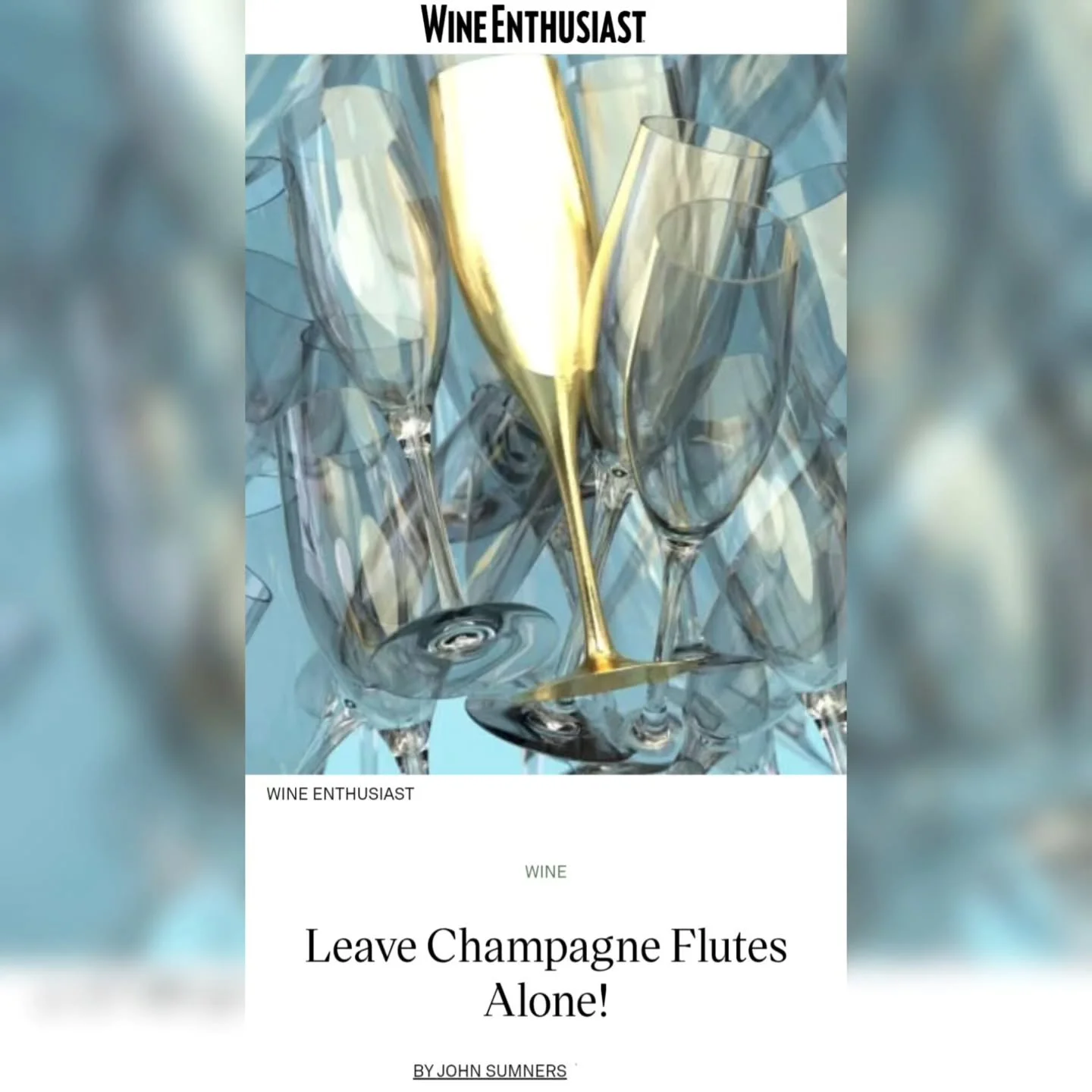 It's fashionable to hate on the Champagne flute these days. I got a major problem with that. Let me tell you why in my latest for Wine Enthusiast ... 

***LINK IN BIO***

@wineenthusiast 
#Champagne #Glassware #ChampagneFlutes #SparklingWine #Bubbly