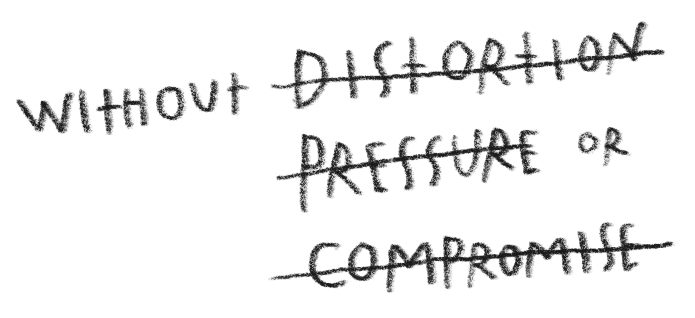 Handwritten quote says, "Without dissociation, pressure or compromise."