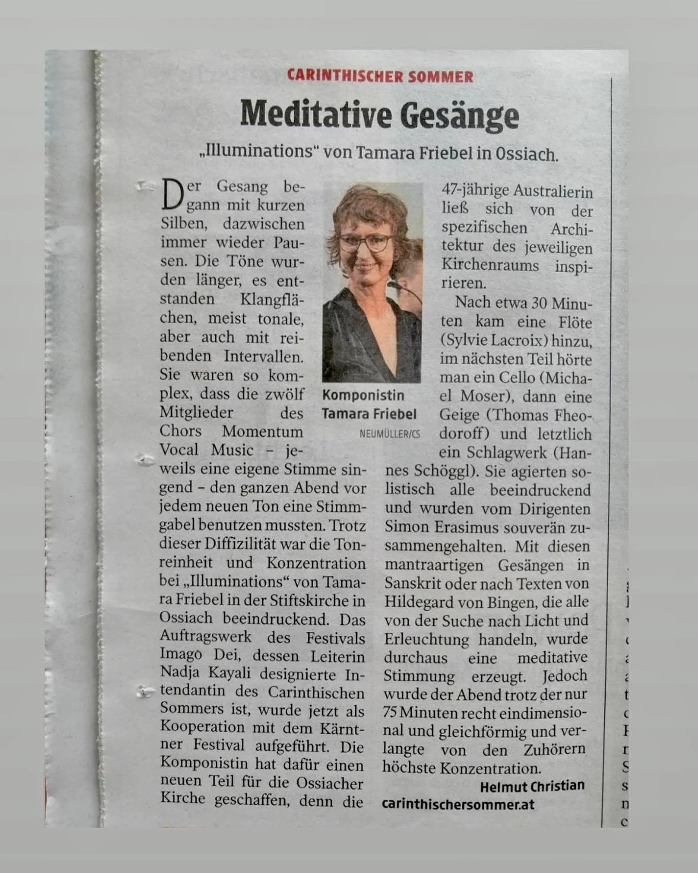 👀🧐Review🗞️ (English transl. below in comments)
&lsquo;Illuminations&rsquo; 
at the 
Stiftskirche Ossiach,
27.07.2023 at 7:30 pm 

&lsquo;Illuminations&rsquo; for Krems &amp; Ossiach 
for 12 voice choir, violin, flute, cello &amp; percussion

Heart