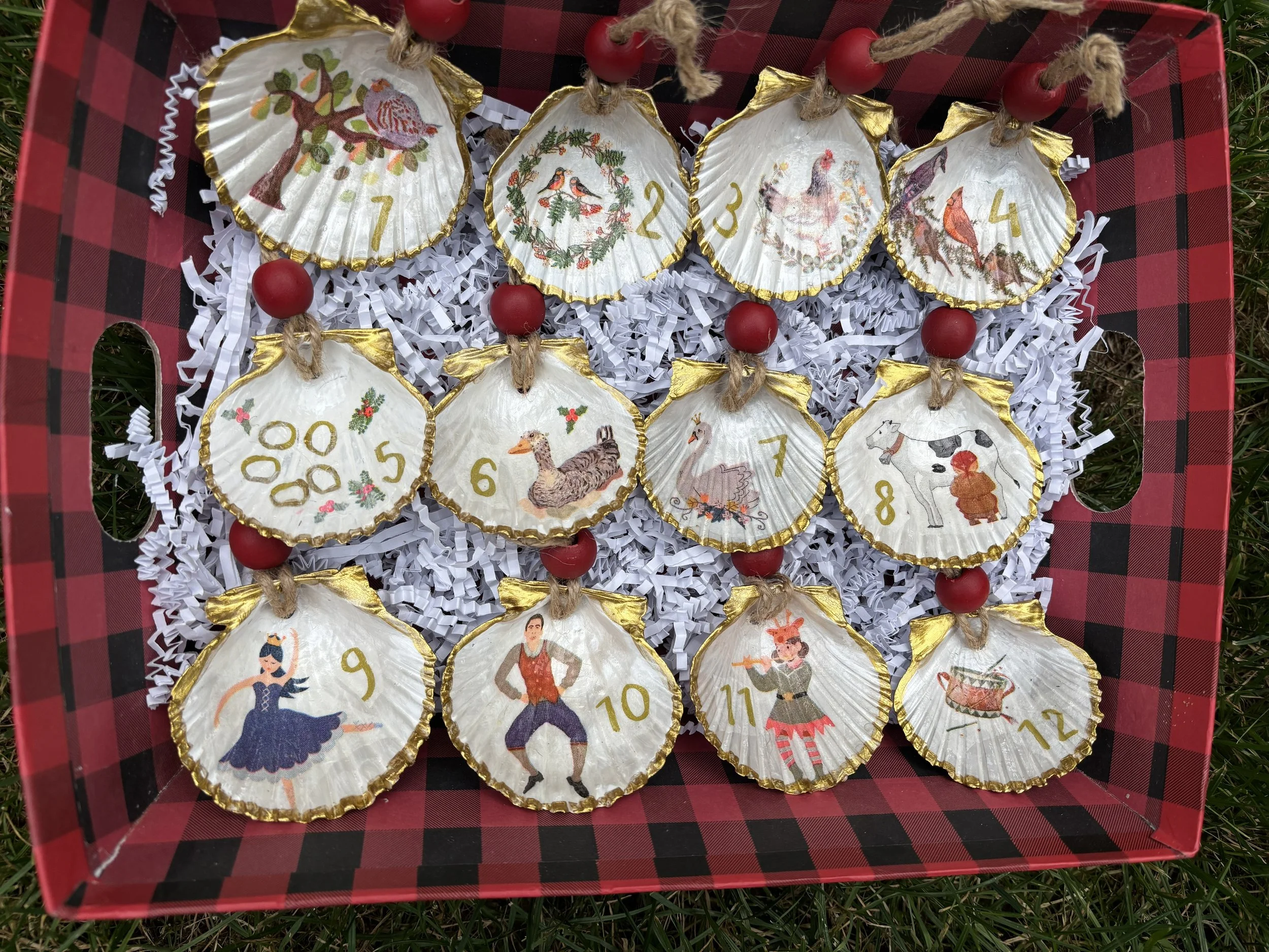 Twelve Days of Christmas Shell Ornament Workshop on October 7th in Whitehouse NJ