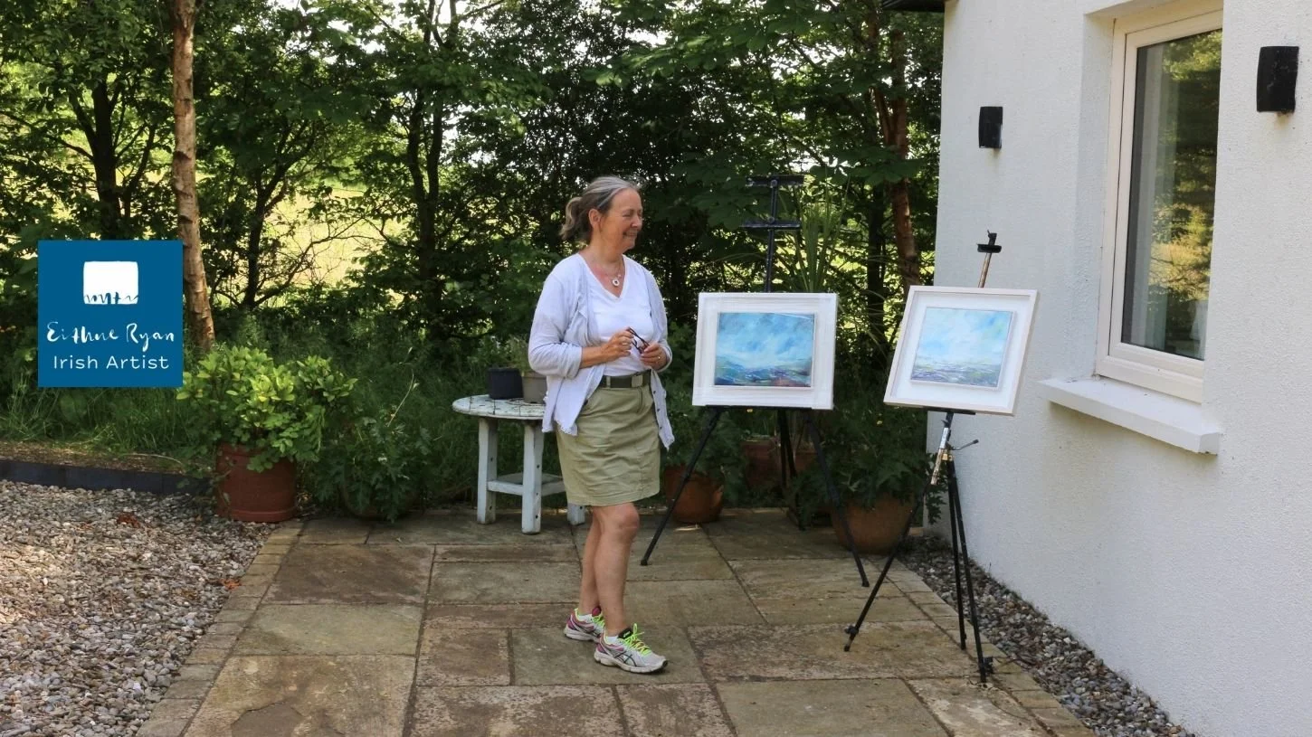 Artist Eithne Ryan with her work by Mary Fleming Design