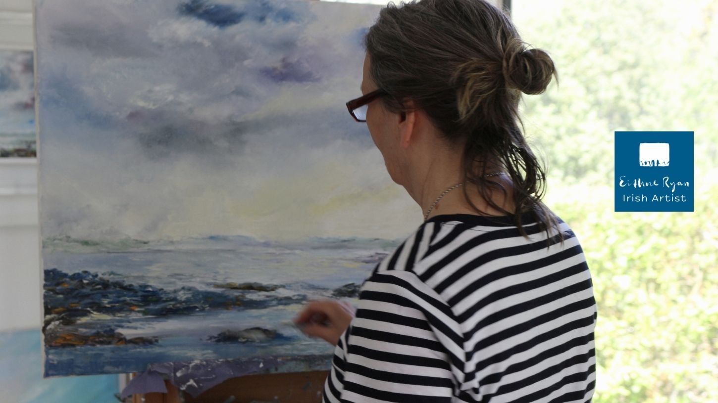 Artist Eithne Ryan with her work by Mary Fleming Design