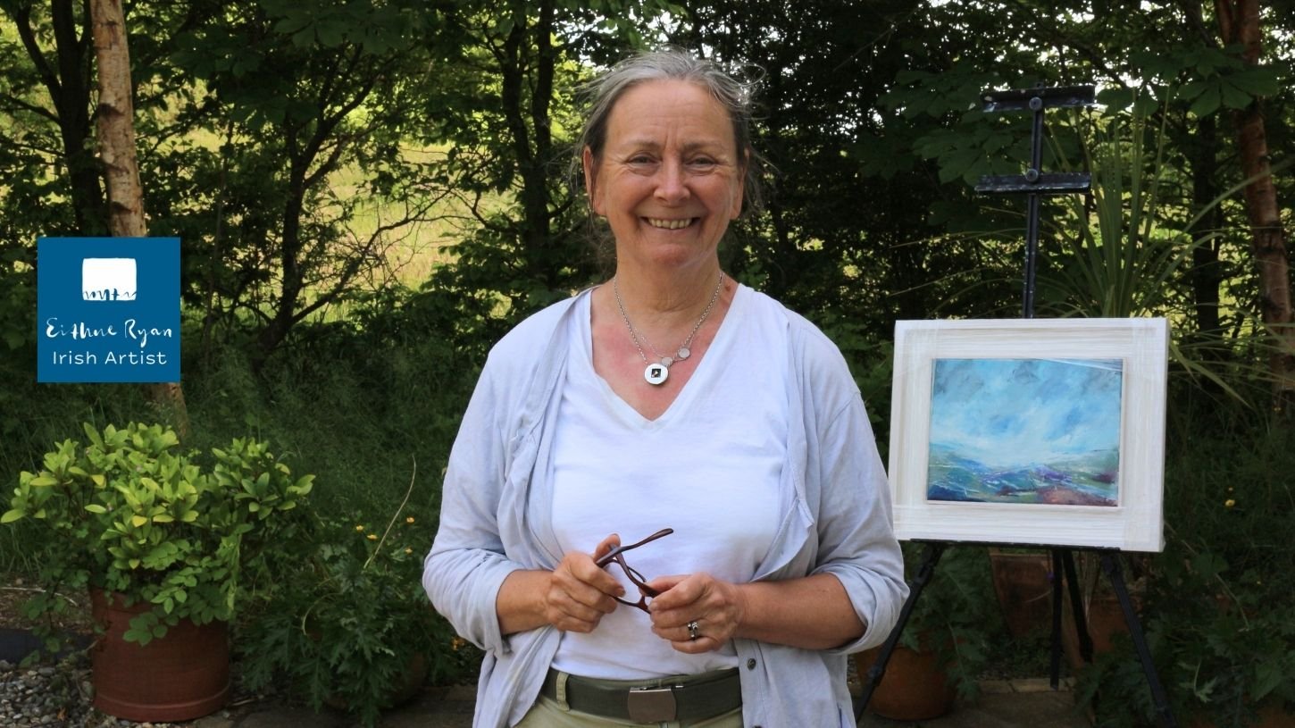 Artist Eithne Ryan with her work by Mary Fleming Design