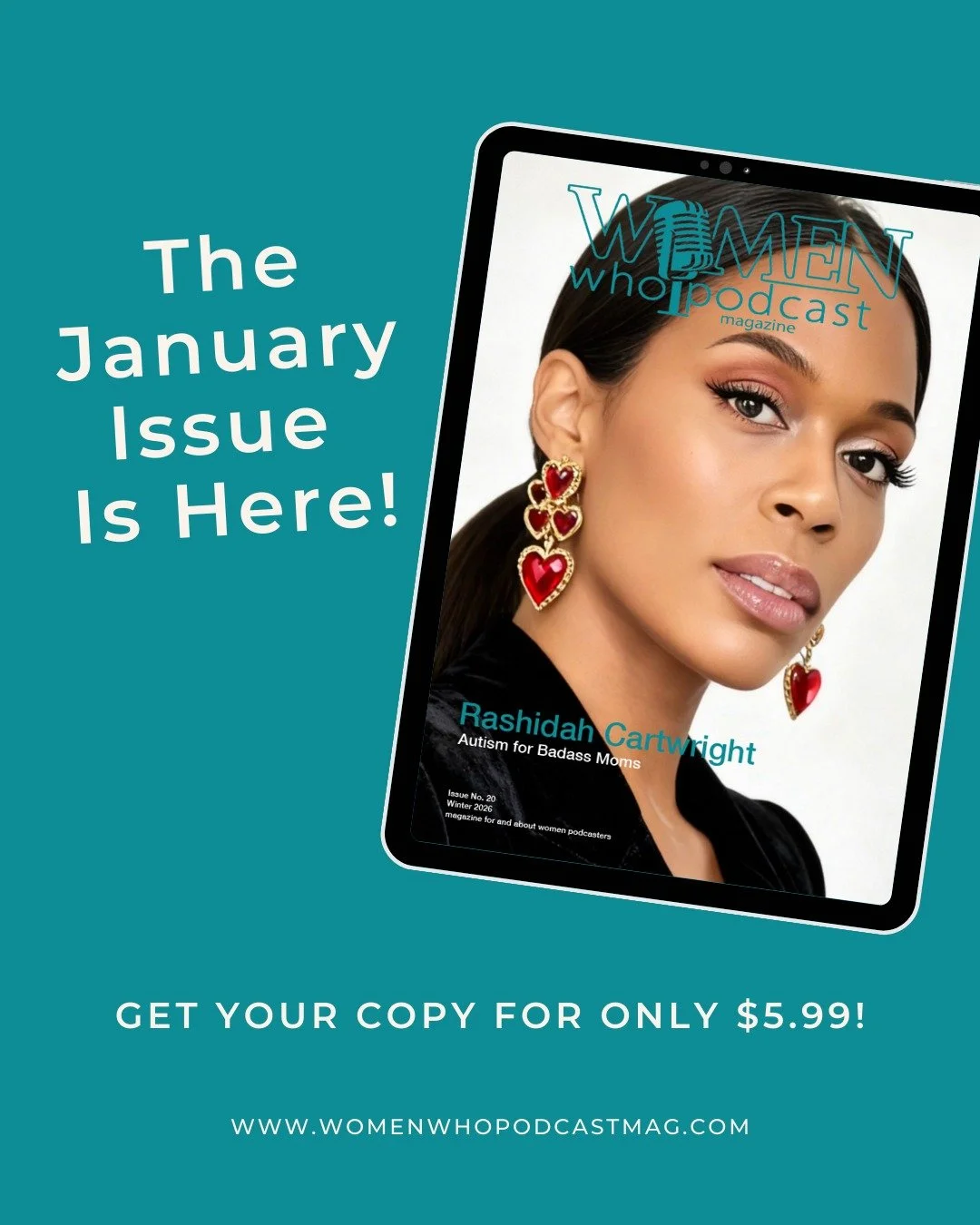 HOT OFF THE PRESSES!

🔥🔥🔥🔥🔥🔥🔥🔥🔥🔥🔥
The January/ Winter issue (#20) of Women Who Podcast magazine is here!

In this issue, we are excited and honored to be featuring fifteen women podcasters from around the world!

Get to know them and their