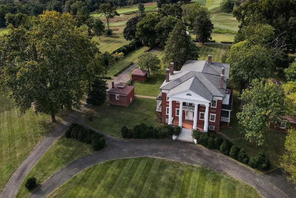 An aerial view of Birdwood Mansion