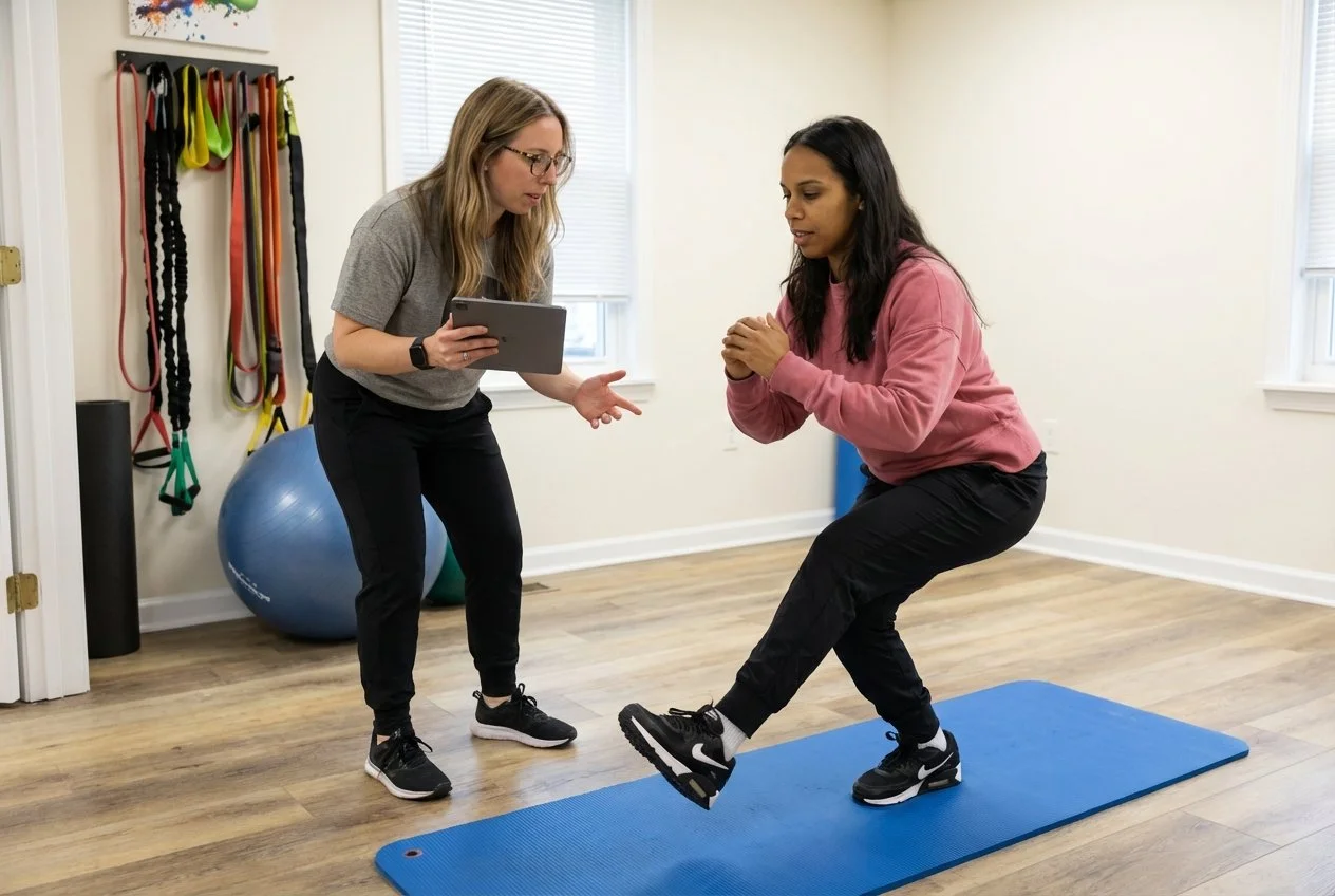 Patient working with a provider at a physical therapy clinic in Bryn Mawr