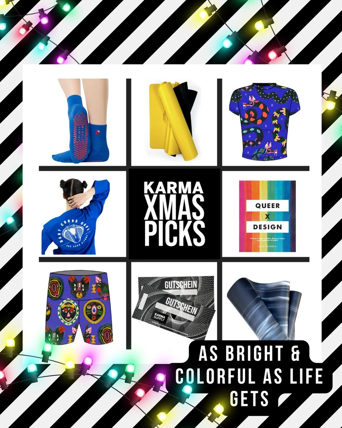 BOLD GIFTS PART TWO 😍 AS BRIGHT &amp; COLORFUL AS LIFE GETS! 🌈 

&mdash;&mdash;&mdash;

@karma_supply 🖤 Yoga-Matten, Praxis-Supplies &amp; Bold Sports/Street-Wear 📍ONLINE &amp; IN 1070 VIENNA 💪 JOIN THE GANG!

#geschenkideenyoga #geschenkideenf&