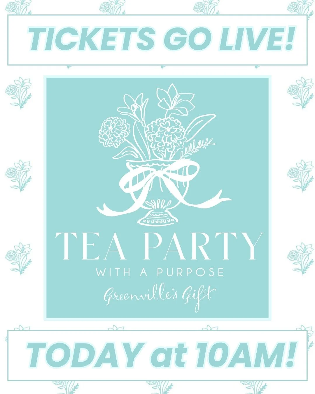 TODAY'S THE DAY! 

Tickets for 2026's Tea Party with a Purpose go live on our website at 10am. 

Act quick because we will SELL OUT!

We hope to see you all there!