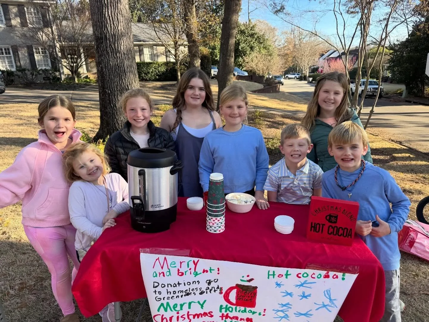 Members of our Junior Advisory Board hosted a hot chocolate stand benefitting Greenville&rsquo;s Gift! Thank you!