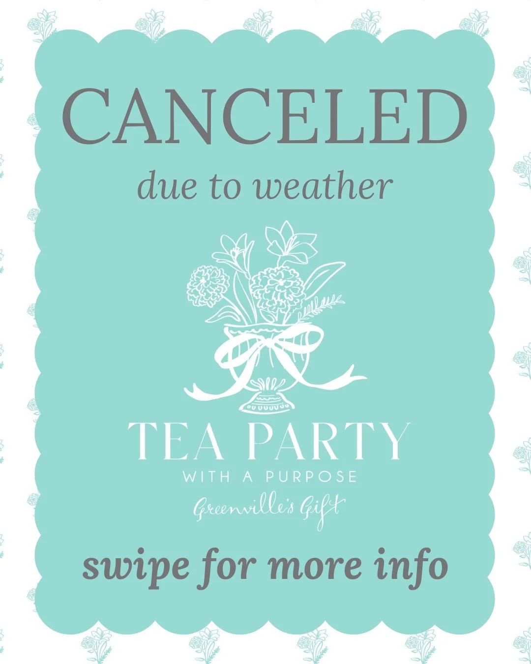 It is with heavy hearts that we share difficult news: due to weather conditions forecasted for our area, we are cancelling the 2026 Tea Party with a Purpose, scheduled for Sunday, February 1.
 
The safety of our guests, young participants, volunteers
