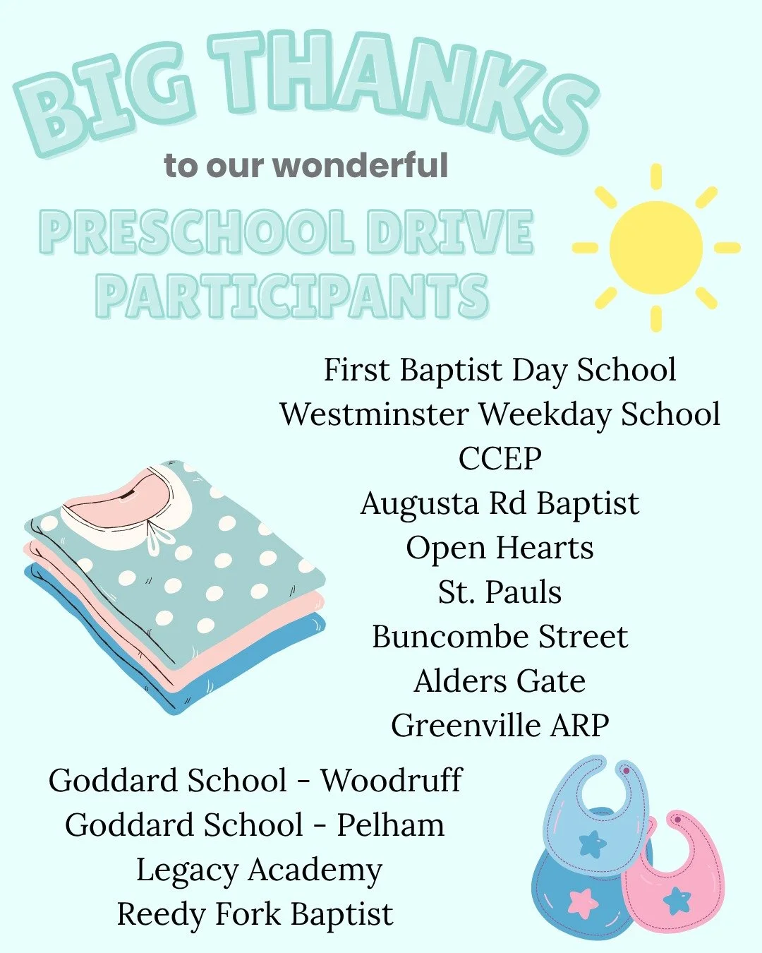 We can&rsquo;t thank these wonderful schools enough for hosting a drive for Greenville&rsquo;s Gift!

Is your child&rsquo;s school interested in participating? Reach out today!