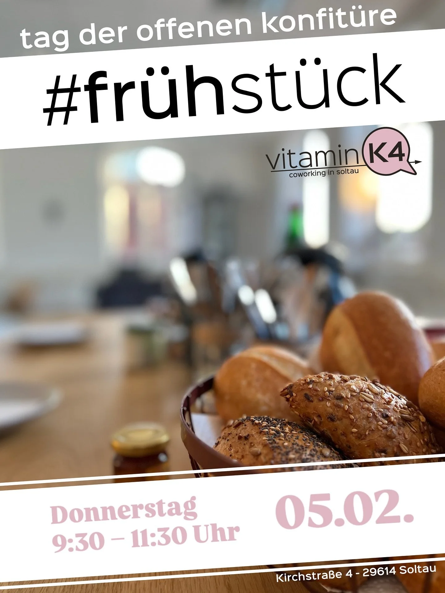 Neustart im neuen Jahr mit unserem TAG DER OFFENEN KONFIT&Uuml;RE. Offen f&uuml;r jeden der offen ist. ;-) 

Wir freuen uns auf ein Wiedersehen und Kennenlernen! 
Melde dich an f&uuml;r deine Br&ouml;tchenbestellung und deinen Coworking-Tag:

🔍 vita