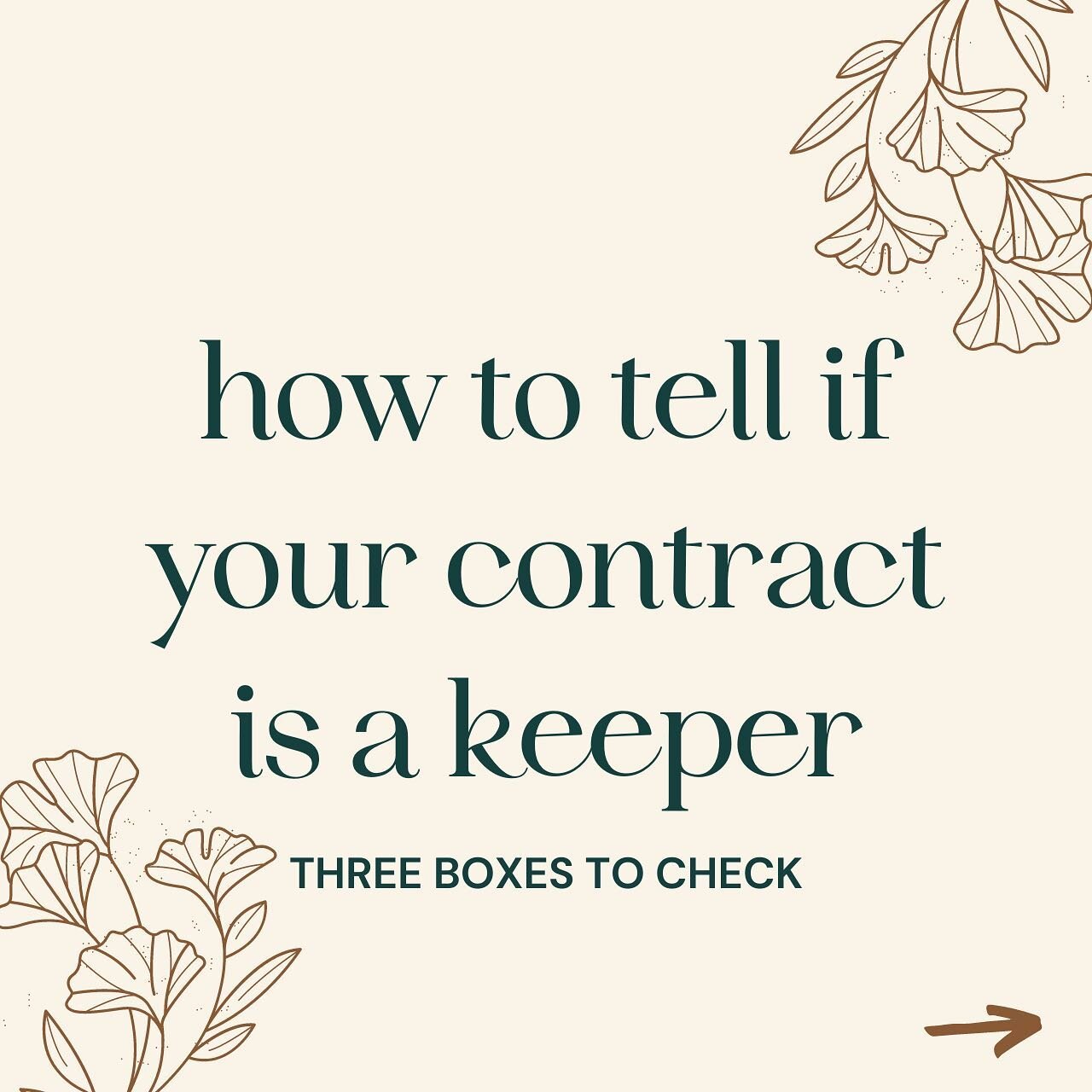 Yes yes, number three. THE FEELING YOU GET IN YOUR BODY is actually part of it&hellip;

3️⃣ boxes to check to make sure your contract is a keeper:

✅ Do you get a lot of pushback or questions from clients? 

(This can be a sign that your contract is 