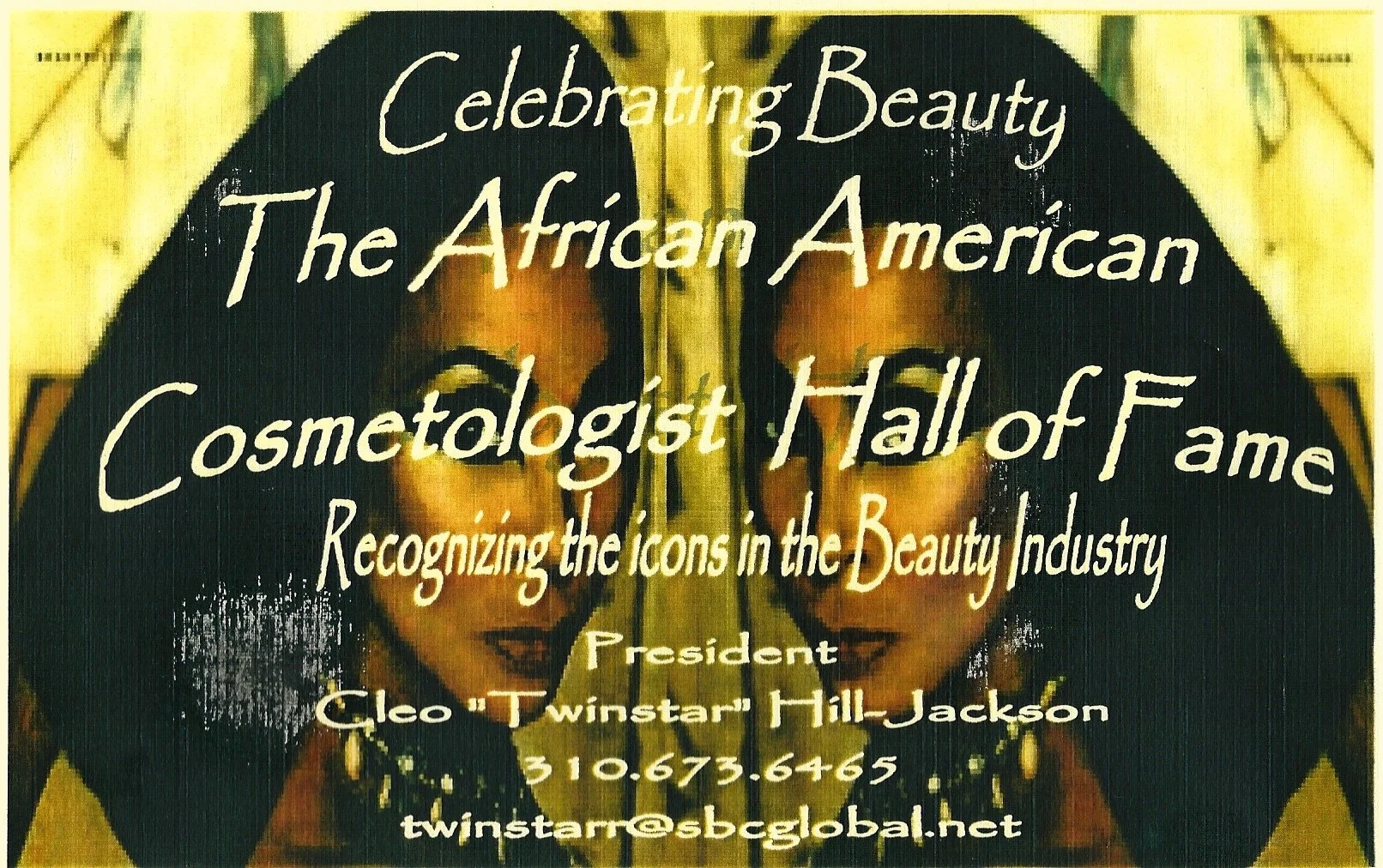 Banner for the African American Cosmetologist Hall of Fame, founded and presided over by Cleo Jackson, extending her influence beyond the salon into industry recognition and legacy building.