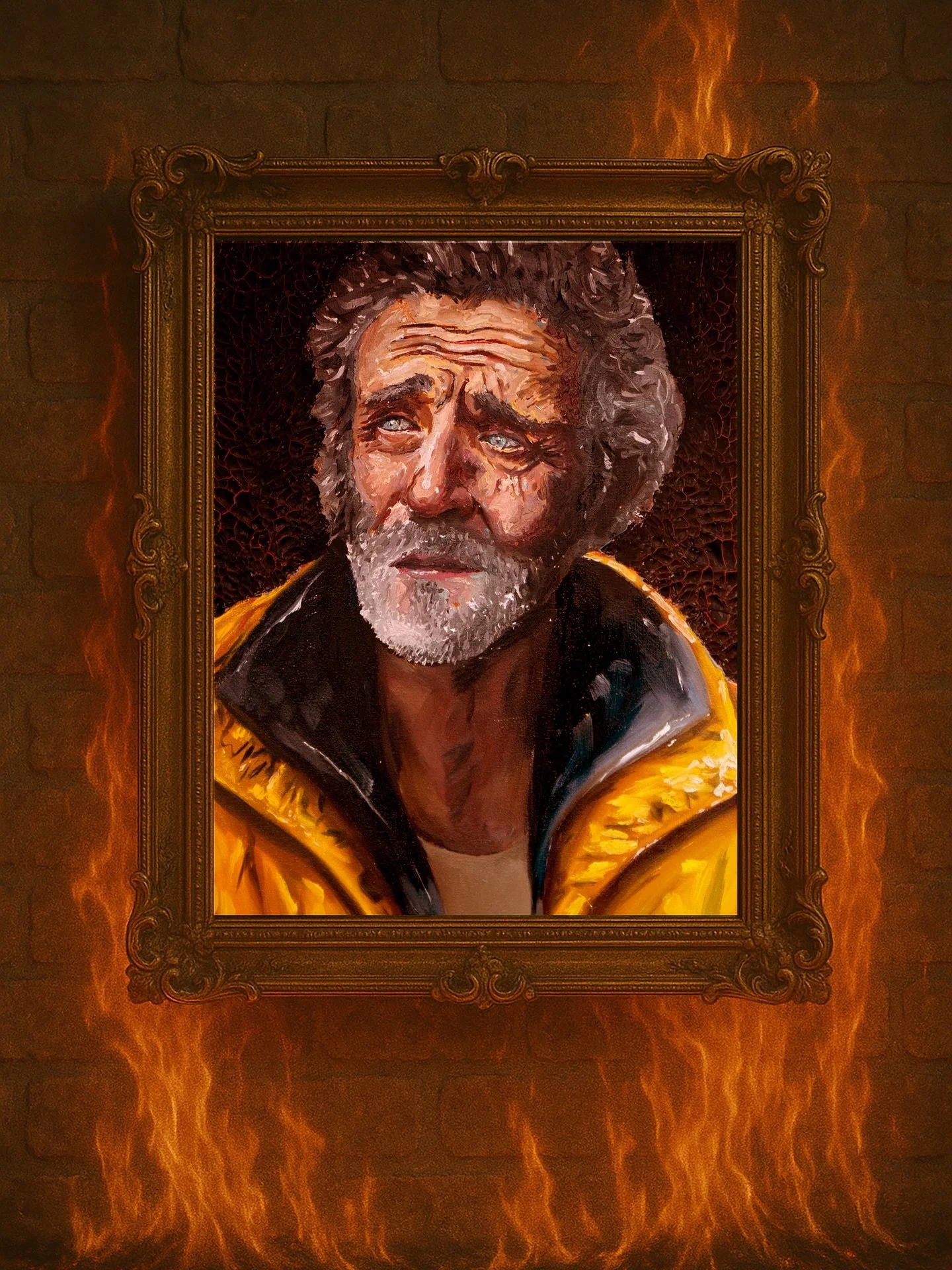 🔥 E, mais uma vez, o fogo.
Este retrato não é novo — mas todos os verões em Portugal parece que voltamos ao mesmo lugar.
Pintei este bombeiro há anos, com lágrimas nos olhos, carregado de uma dor que n&atil