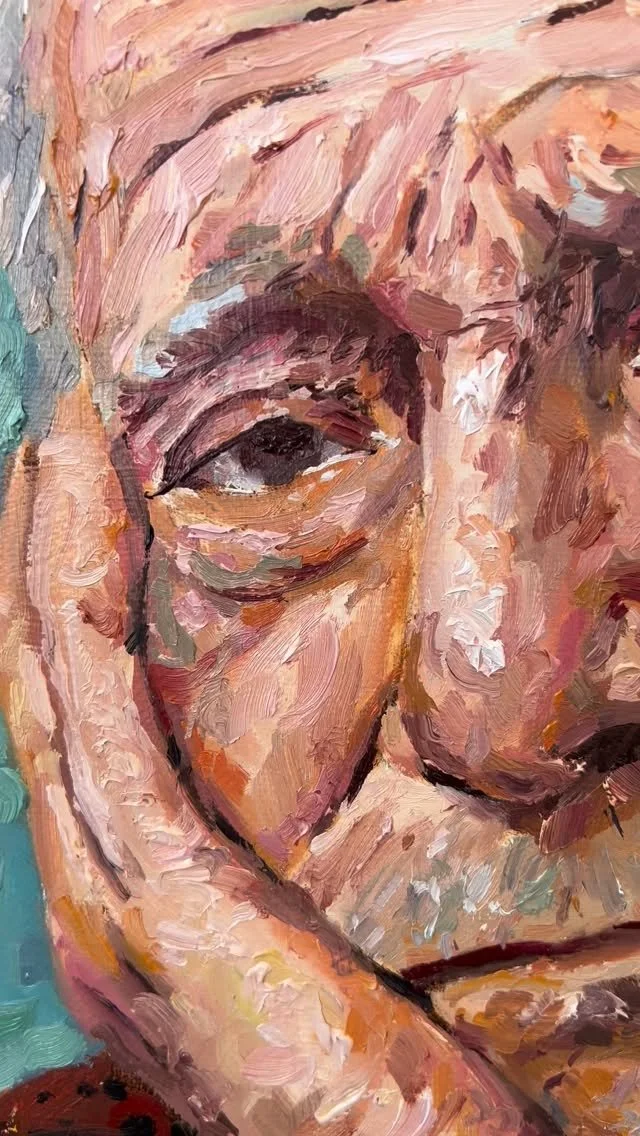 A arte de esperar
Esta pintura é o retrato da paciência, da fé e do tempo. Um idoso à espera — talvez de algo, talvez de nada. Como diz o ditado, “quem espera, sempre alcança”, mas ninguém f