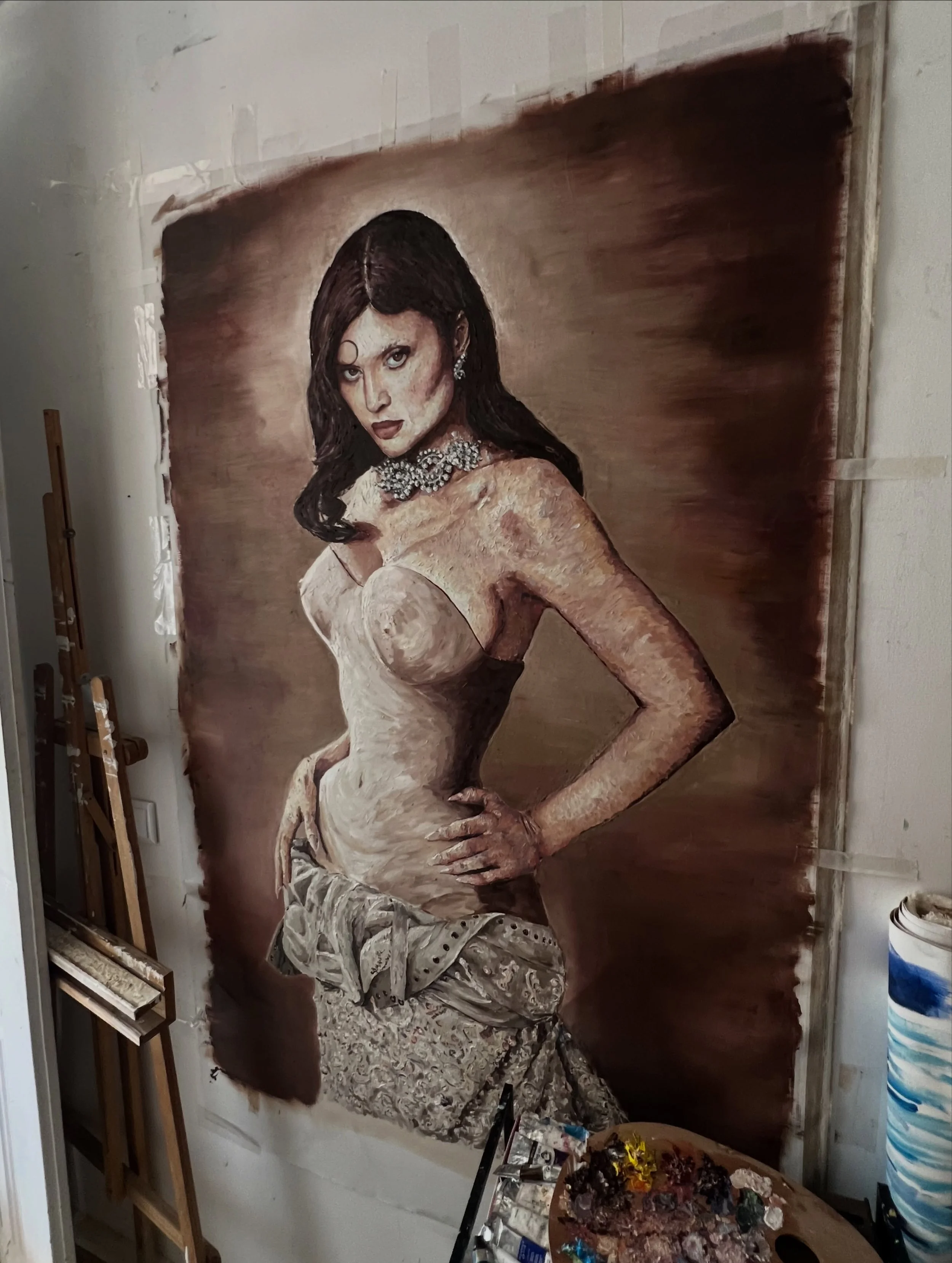Some paintings change us while we create them

After weeks of painting, layering and rebuilding this canvas almost every day, this large-scale oil painting finally reaches its end.
What started as inspiration slowly became something much more persona