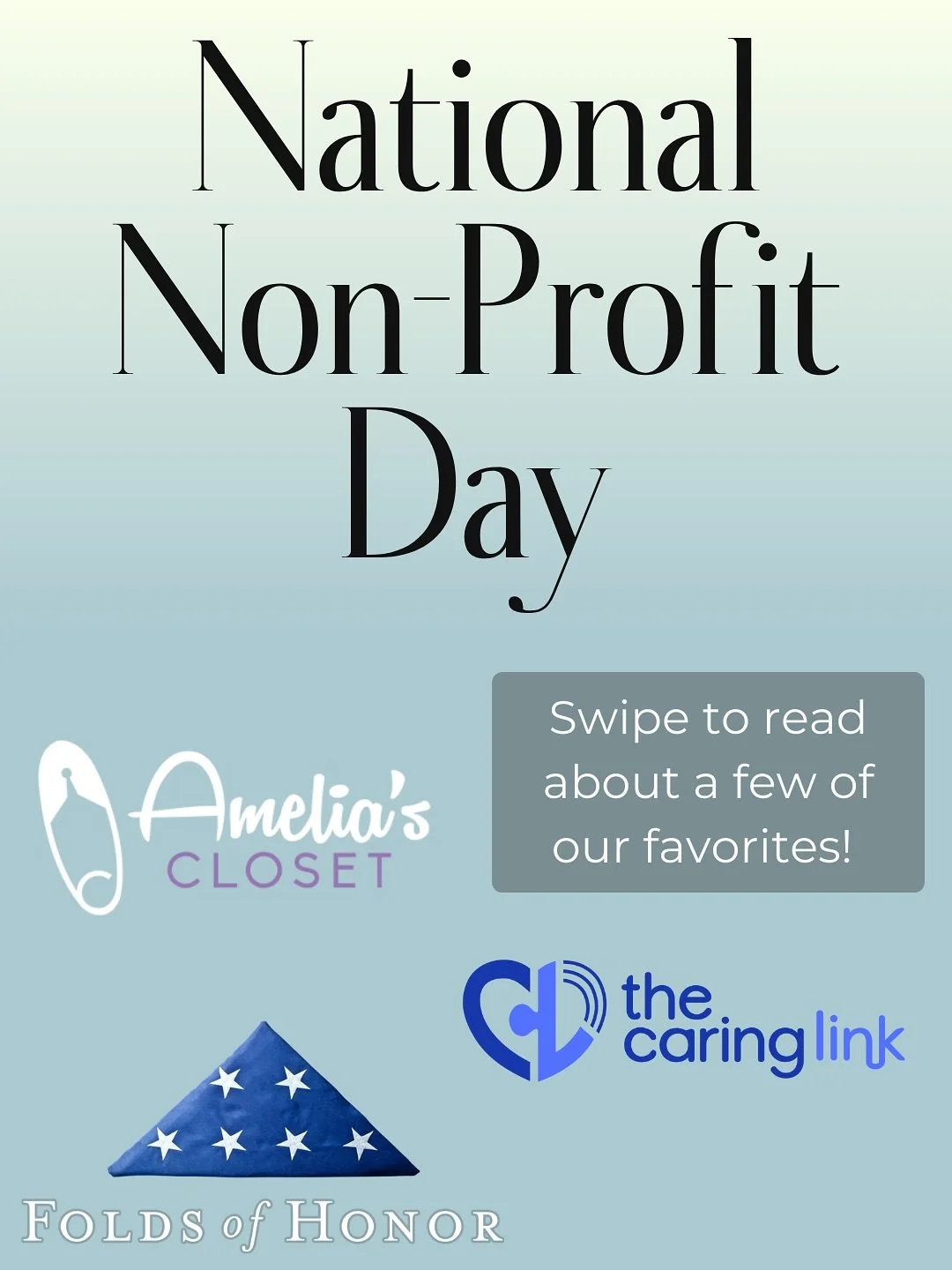 For National Non-Profit Day, we&rsquo;re spotlighting three organizations making real impact in our community:

🍼 Amelia&rsquo;s Closet (donatingdiapers.com)
One of Courtney&rsquo;s favorites to volunteer with alongside her kids. They&rsquo;re doing