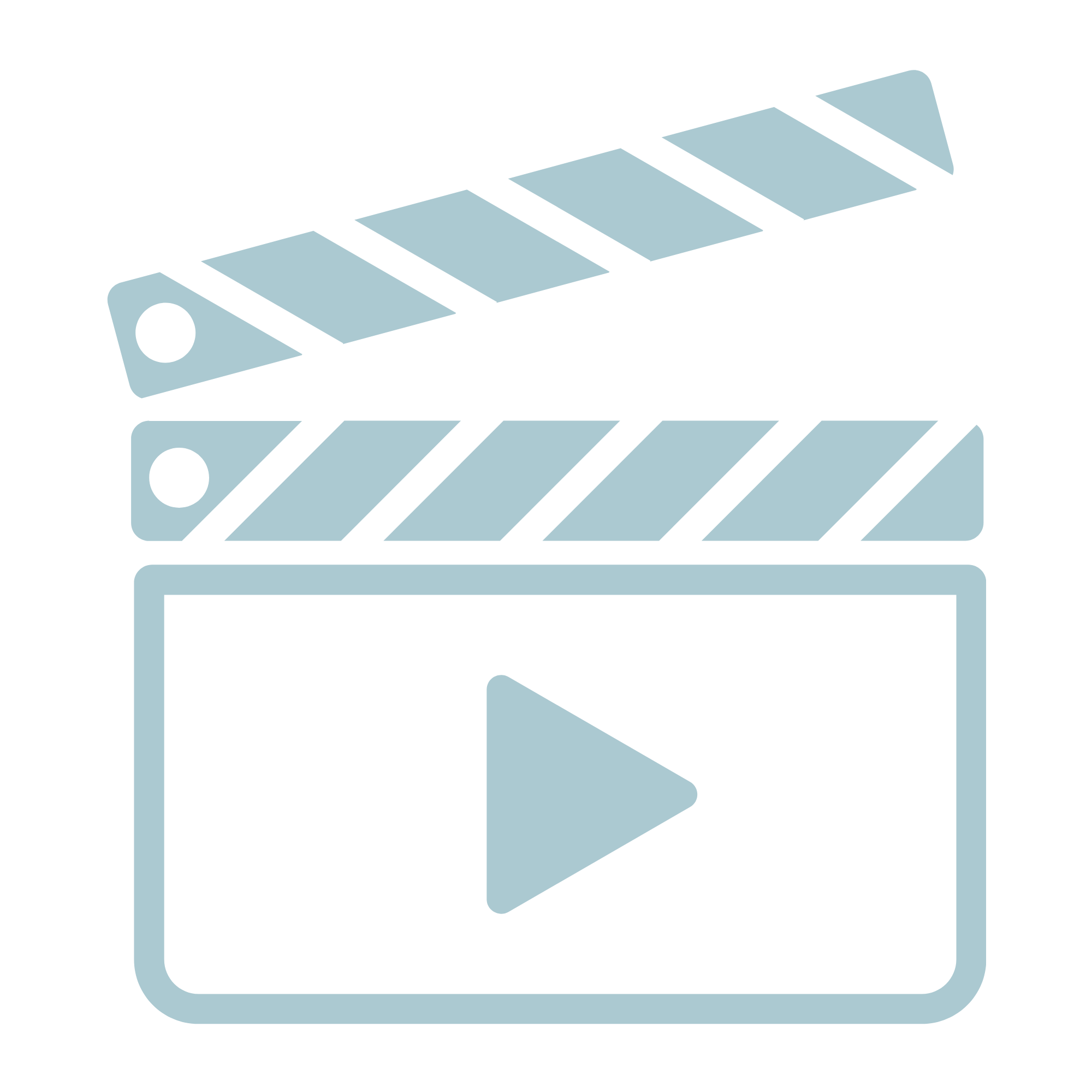 Illustration of a film clapperboard in a minimalist flat style.